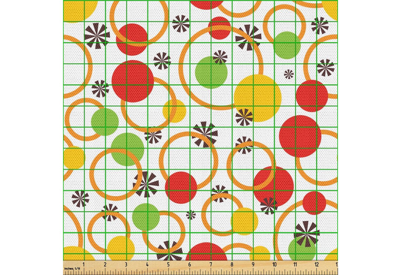 Thumbnail - Abakuhaus Stoff Schön Gewebten Stoff für Polster und Wohnaccessoires, Bunt Kreise Dots Design