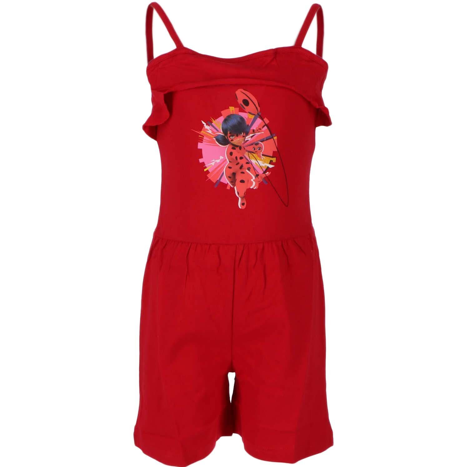 Miraculous - Ladybug Mädchen 98 100% bis Jumpsuit Kinder Gr. Baumwolle 128, Rot Anzug