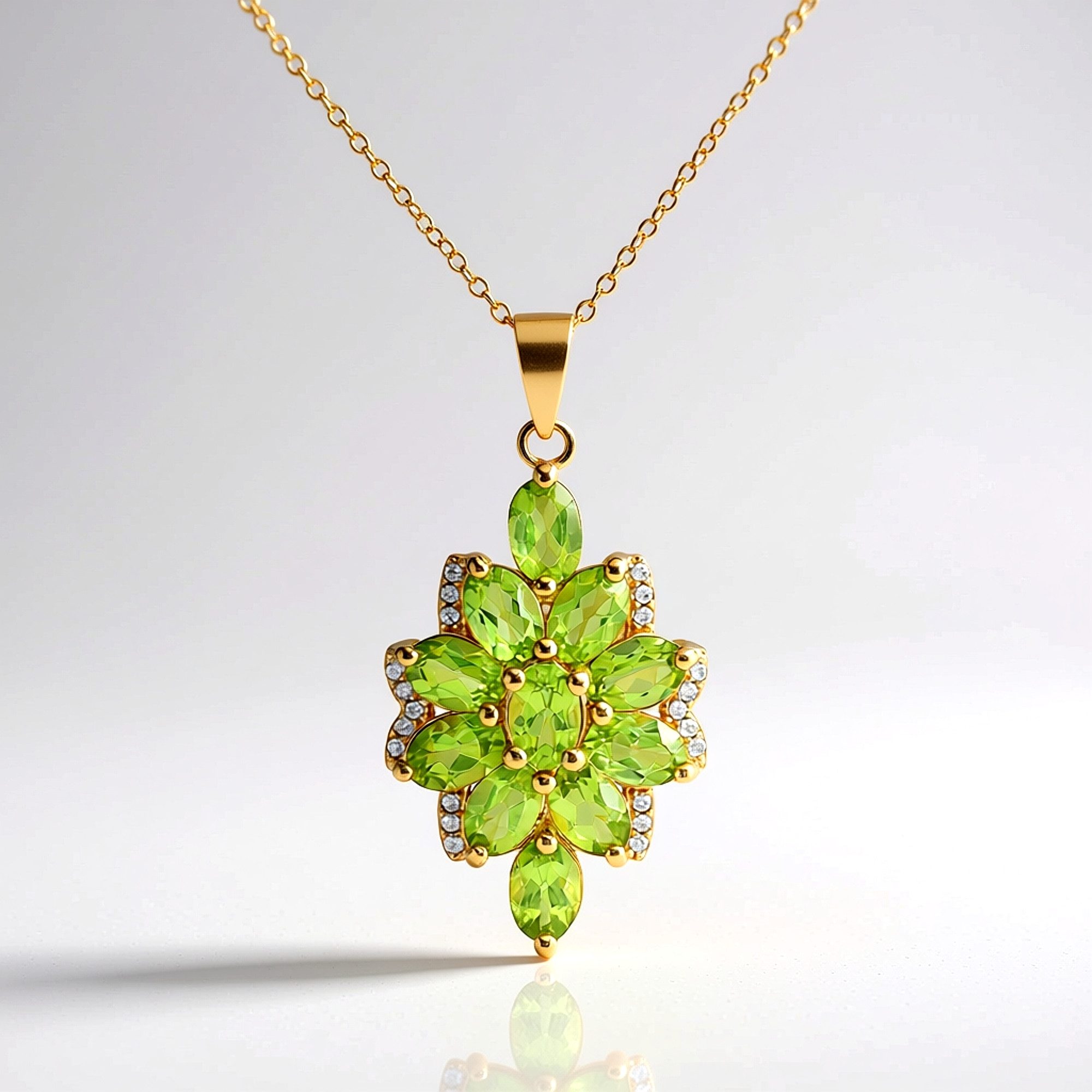 Cavill Silberkette Halskette aus vergoldetem Silber mit Peridot aus Burma (1-tlg)