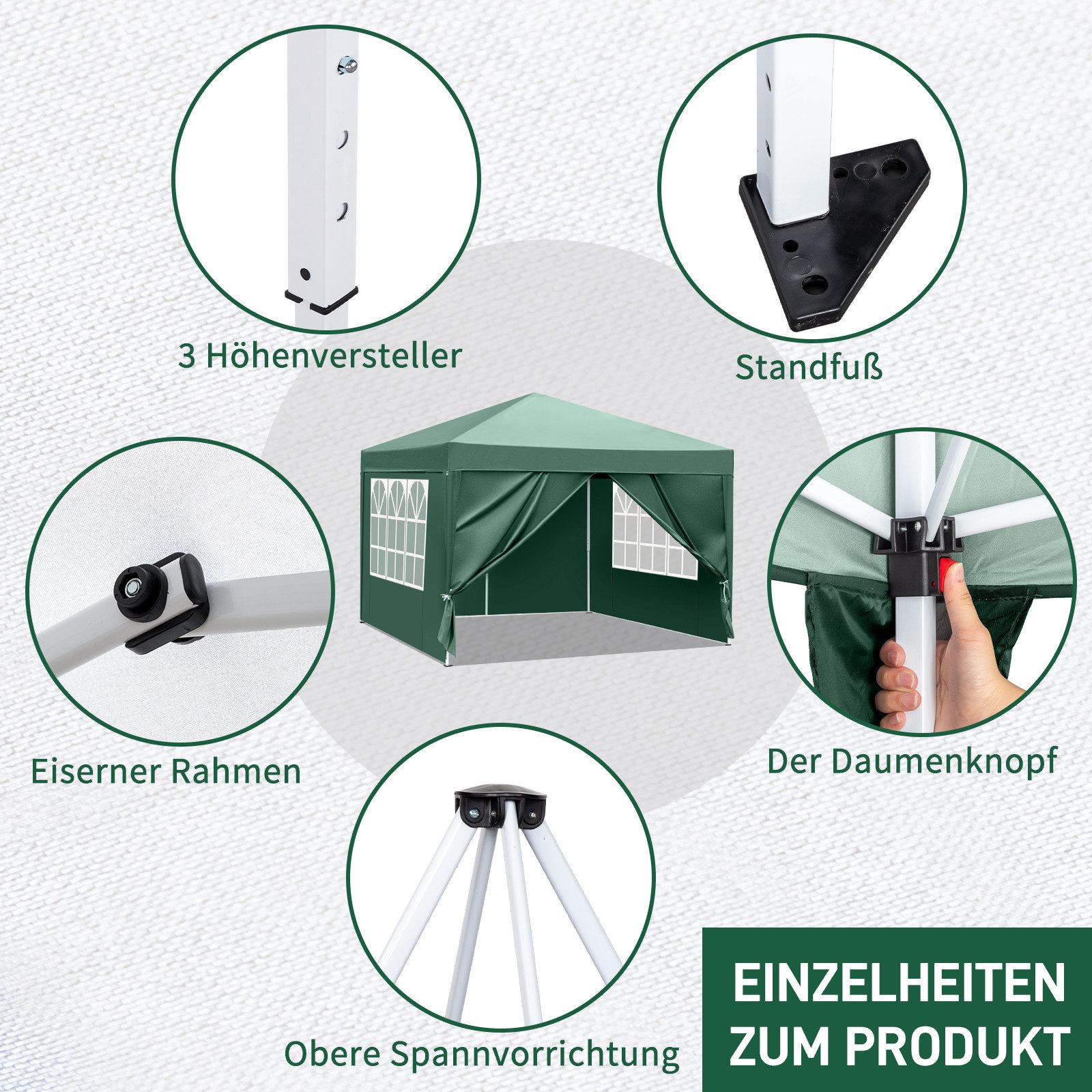 LALAHO Faltpavillon 3x3 m Gartenpavillon mit 4 seitenteilen Pop Up Pavillon günstig online kaufen