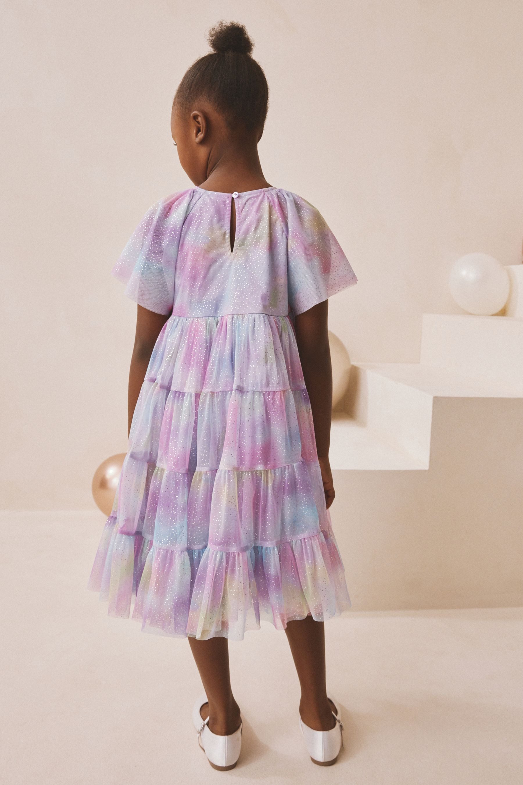 Next Partykleid Festliches, gestuftes Mesh-Kleid, Regenbogen (1-tlg)