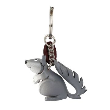 Monkimau Schlüsselanhänger Graue Eichhörnchen Schlüsselanhänger Leder Tier Figur (Packung)