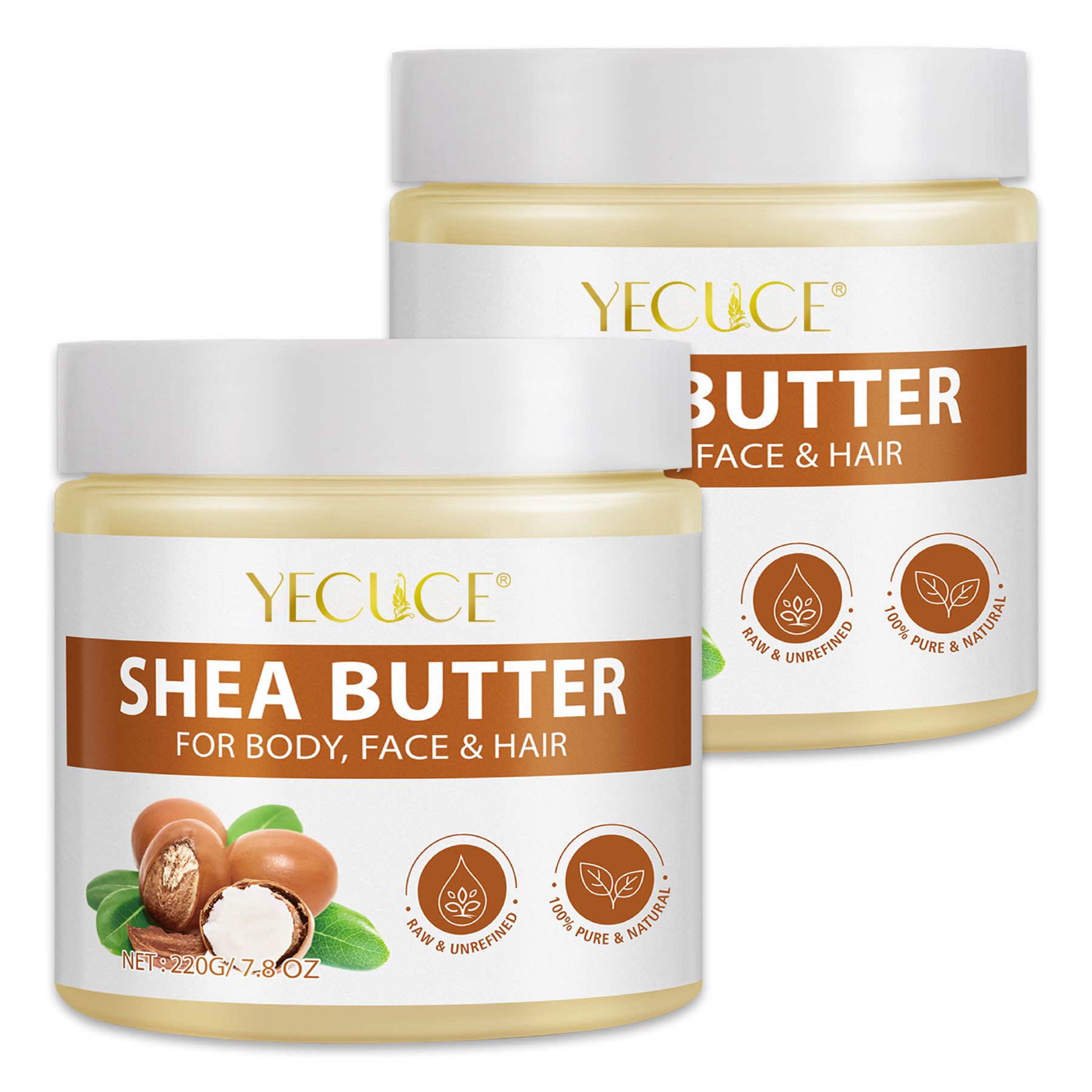 ALIVER Körpercreme Shea Butter Körperbutter 100% Rein Naturbelassen Gesicht Hautpflege, 2-tlg., Hautpflege, Tagescreme, Haarpflege, Gesichtscreme