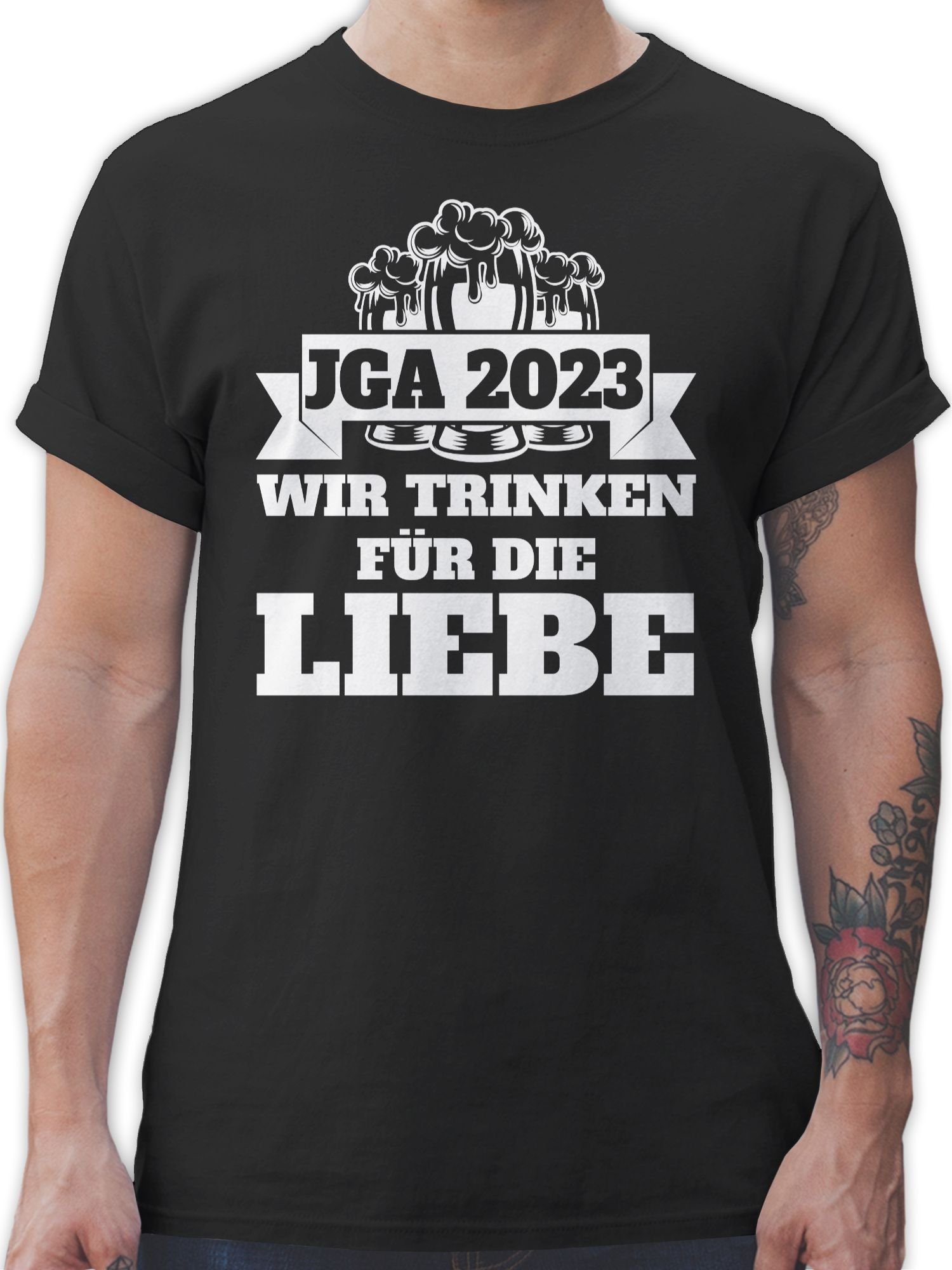 Shirtracer T-Shirt JGA 2023 - Wir trinken für die Liebe JGA Männer 1 Schwarz