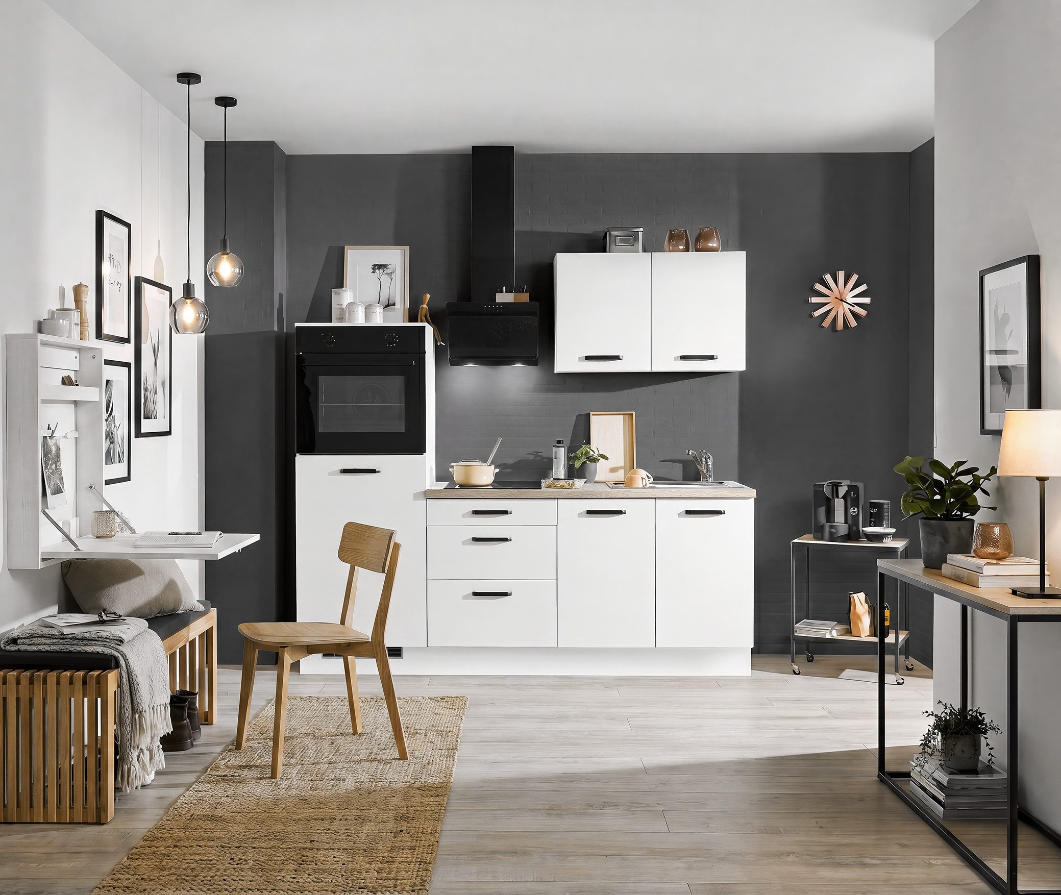 wiho Küchen Küchenzeile Compact, Breite 210cm, wahlweise mit Geräten (mit Kühlschrank)