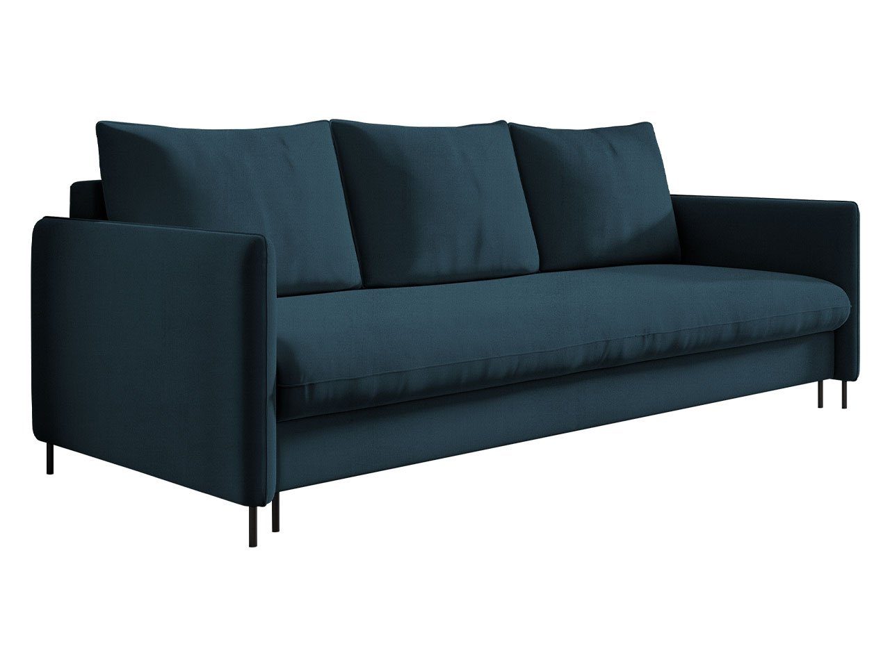 Massbinet Schlafsofa 3-Sitzer In Blau | Modernes Wohnzimmer Sofa Mit Bettfunktion