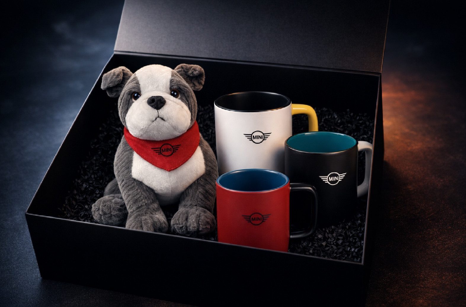 MINI Tasse Mini 4-Teiliges Geschenkset Geschenkbox Tasse Bulldog Geschenktasse, 4-tlg.