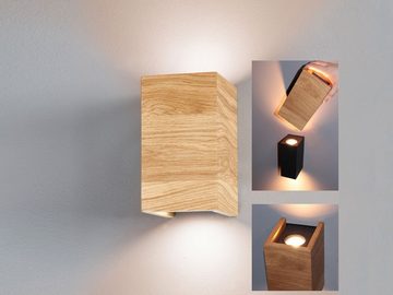 meineWunschleuchte LED Wandleuchte, LED wechselbar, Warmweiß, 2er SET Holz-Lampen 10cm breit, indirekte Wand-Beleuchtung innen