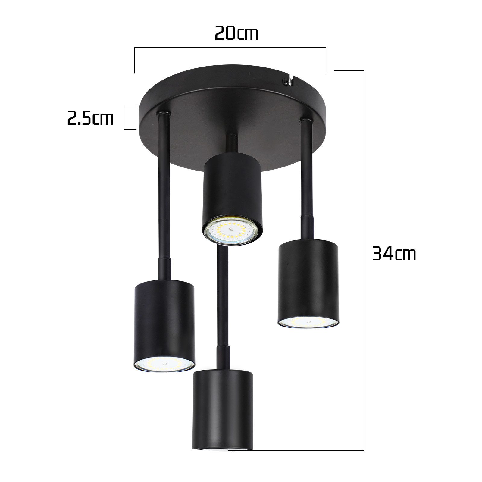 ZMH Deckenstrahler 3/4 Flammig Modern Schwenkbar 350° GU10 Küchenlampe für Wohnzimmer, Flexible Drehfunktion, LED fest integriert