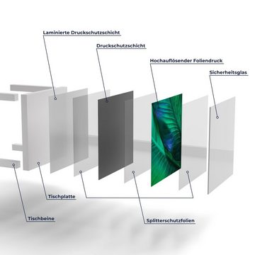 DEQORI Couchtisch 'Tropenblattstruktur', Glas Beistelltisch Glastisch modern