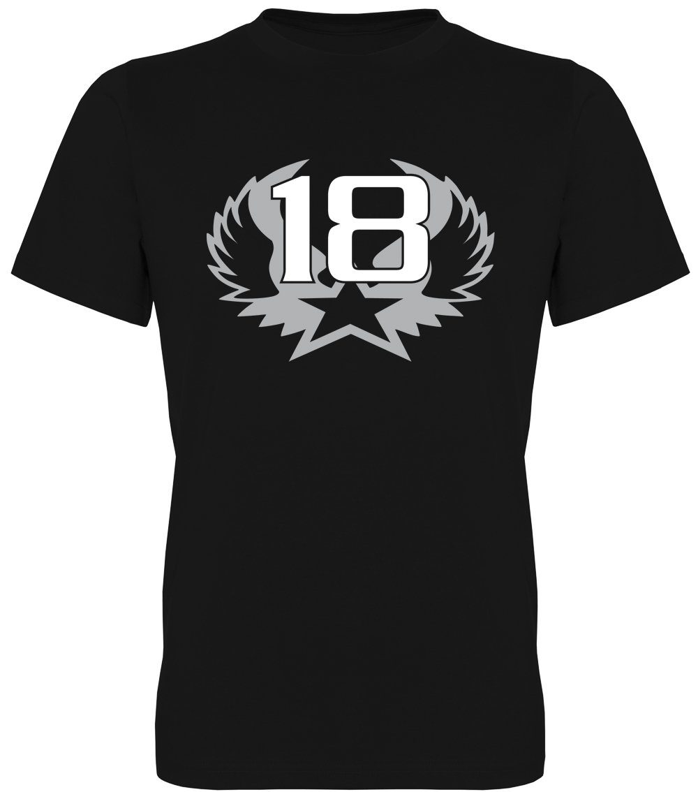 Ggraphics TShirt 18 Stern mit Flügeln Herren TShirt, zum 18ten
