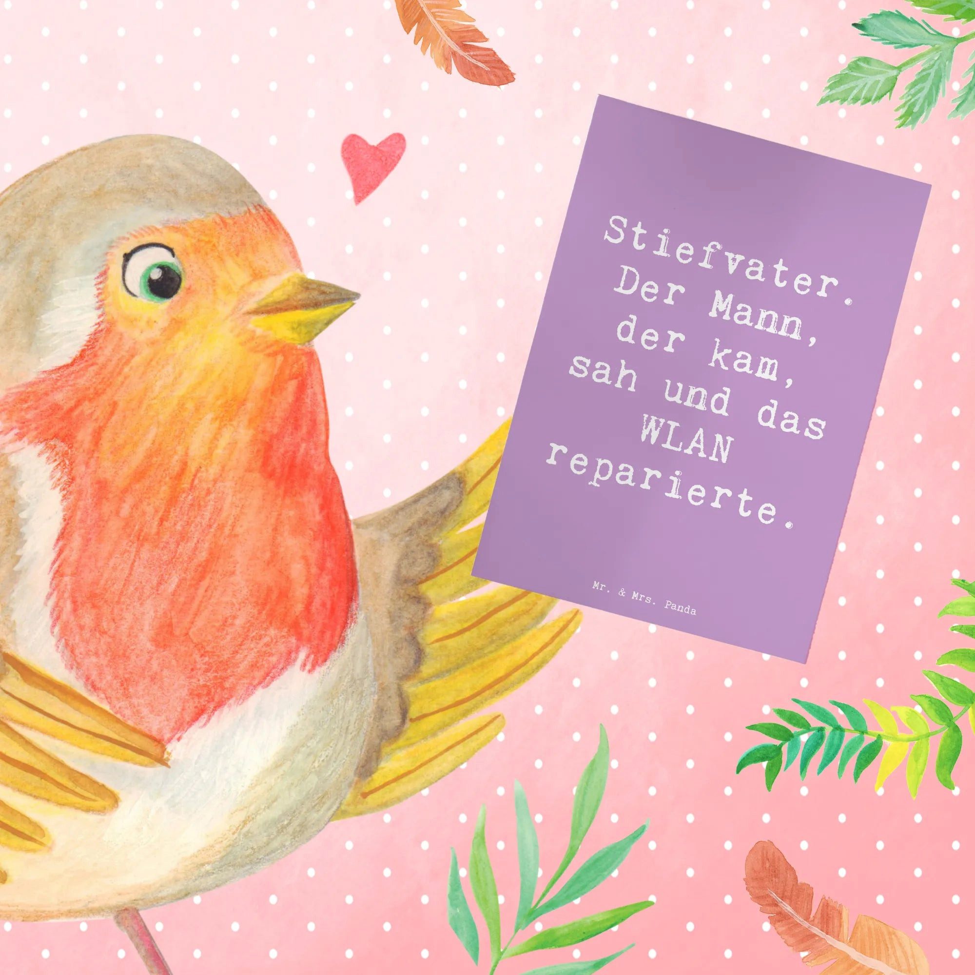 Thumbnail - Mr. & Mrs. Panda Grußkarte Spruch Stiefvater Held - Lavendeltraum - Geschenk, Karte, Verwandte, Handgefertigt