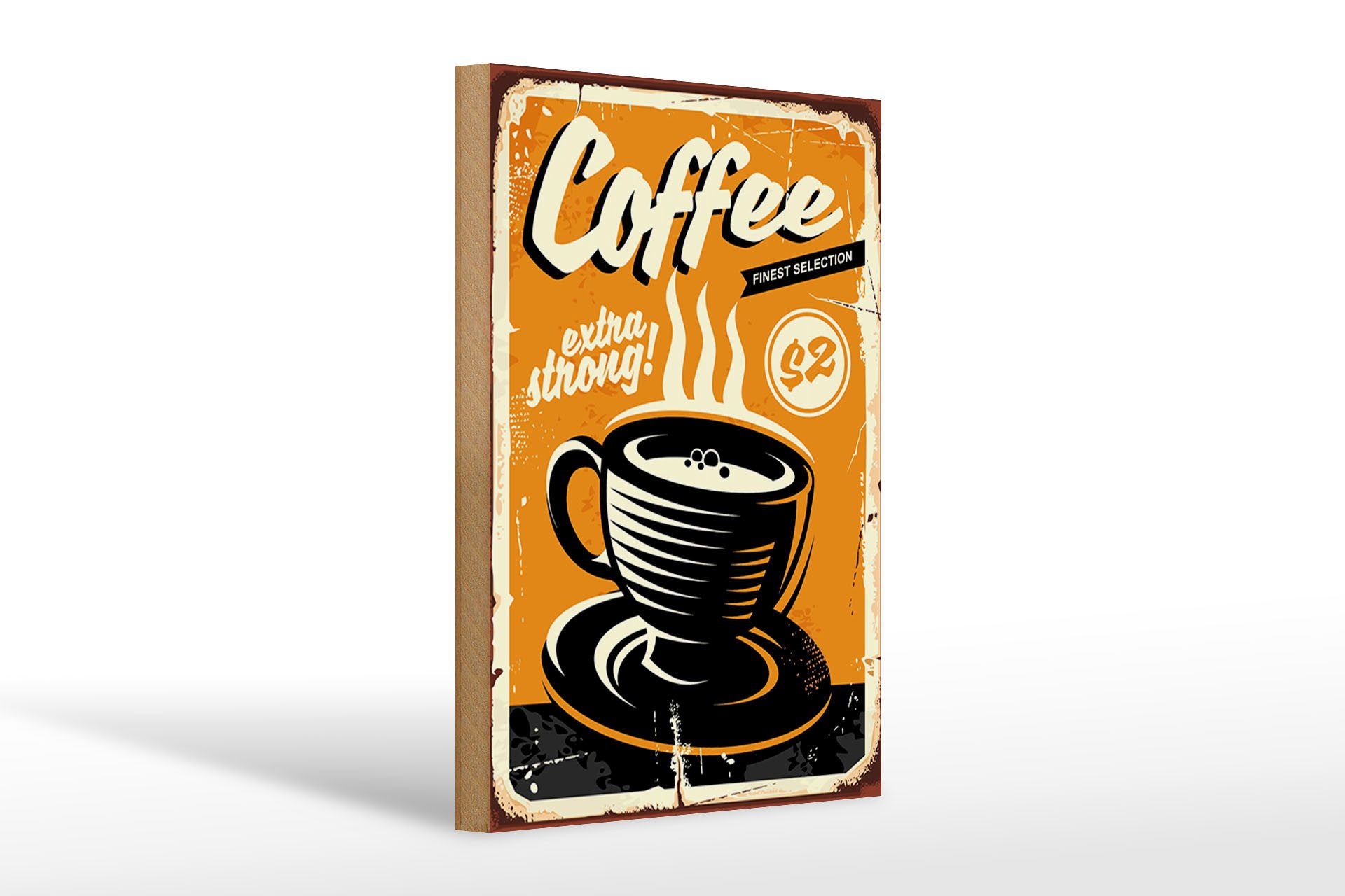 Holzbild Retro 20x30cm extra strong Coffee Kaffee