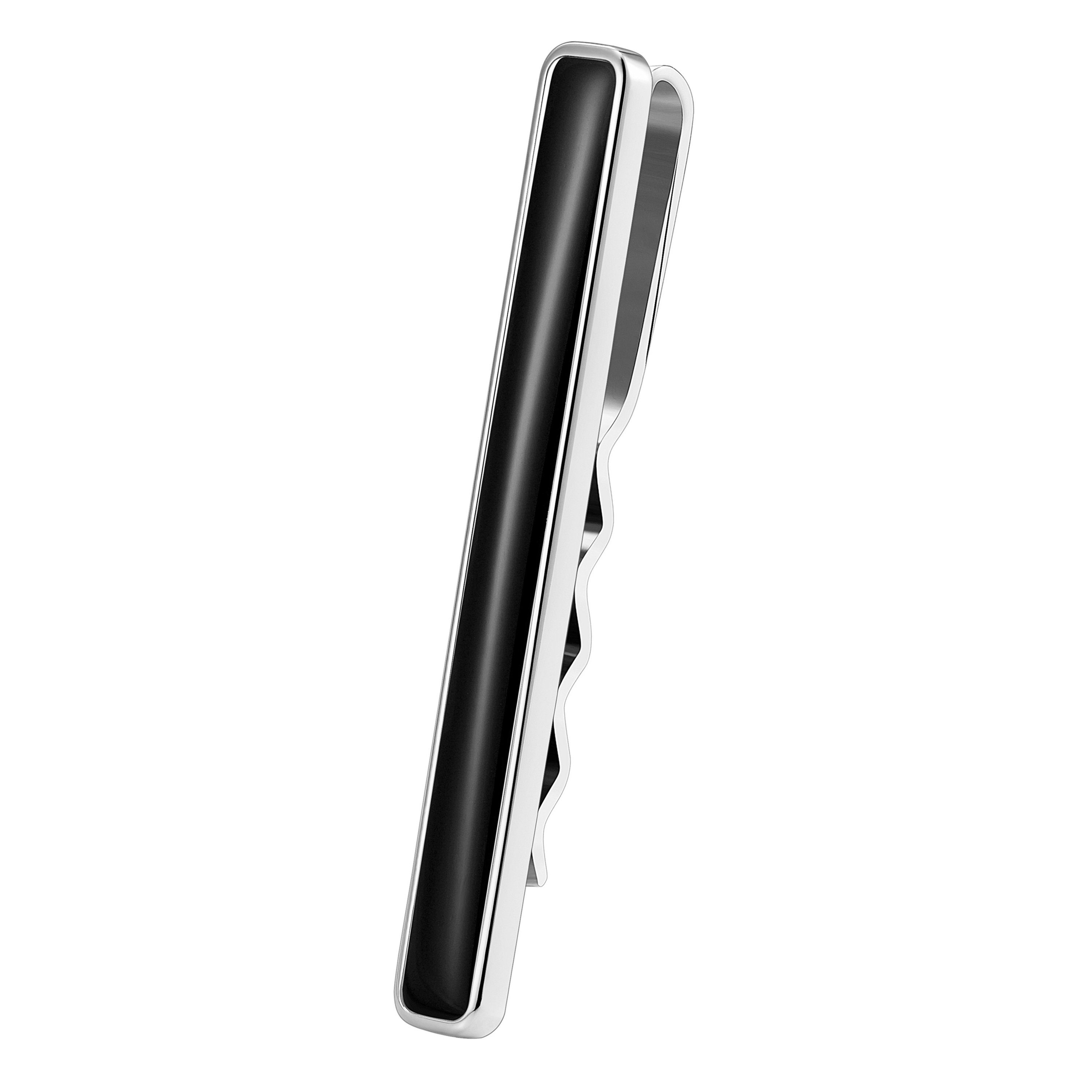 Karisma Krawattennadel Karisma Hochwertige Herren Edelstahl 316L Krawattennadel Onyx, /Krawattenklammer/Tie Clip Farbwahl KTC204 - Silber