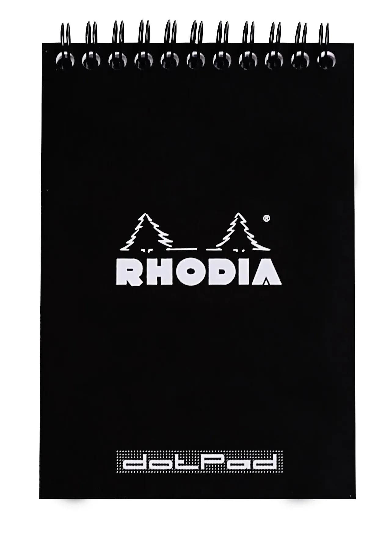 Rhodia Notizheft 5x Spiralblock dotPad A6, 80 Bl dot/punktkariert 80g Schwarz 135039C, Spiralblock