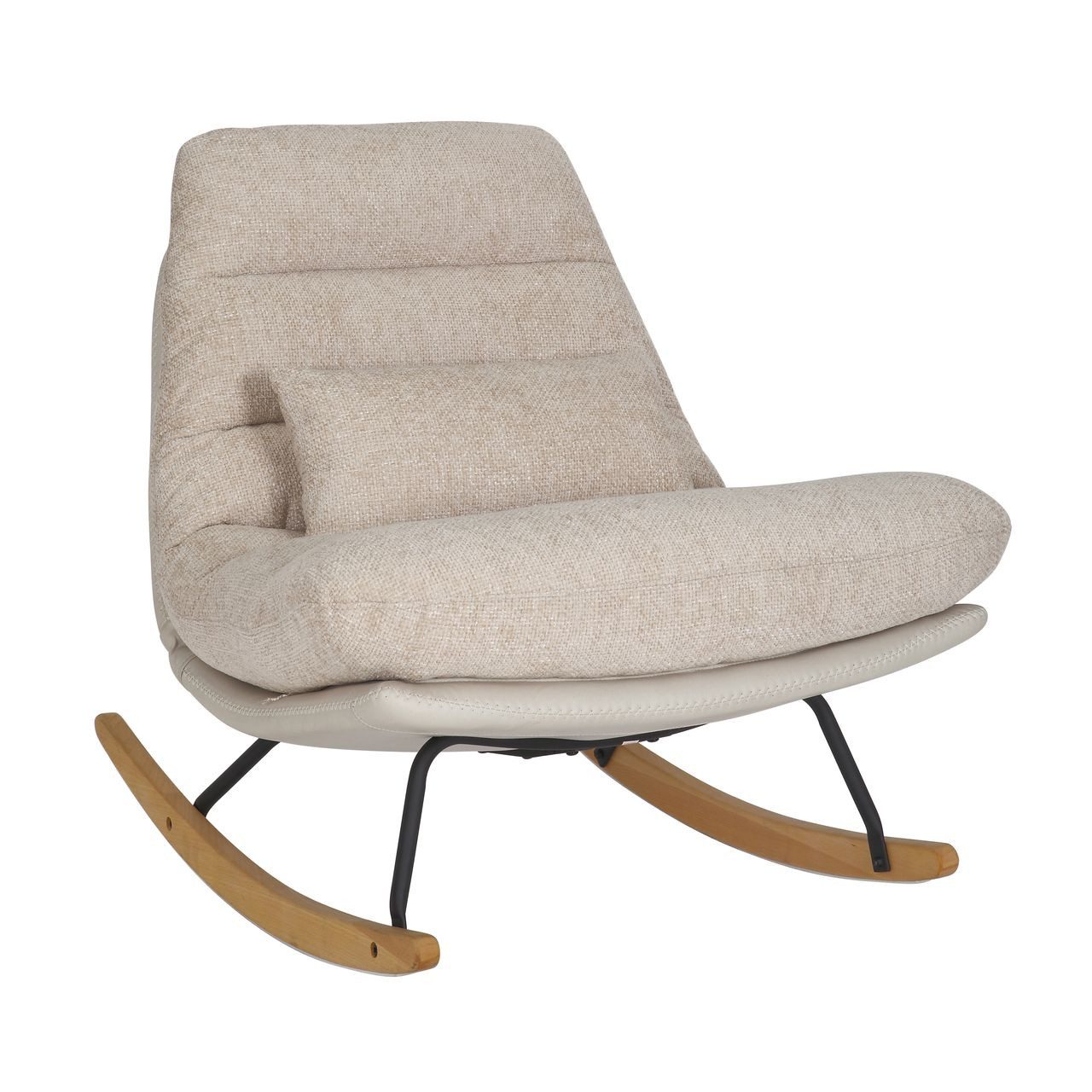 Better Home Relaxsessel gepolsterter Schaukelstuhl Relaxsessel mit Buchenholzsockel, beige