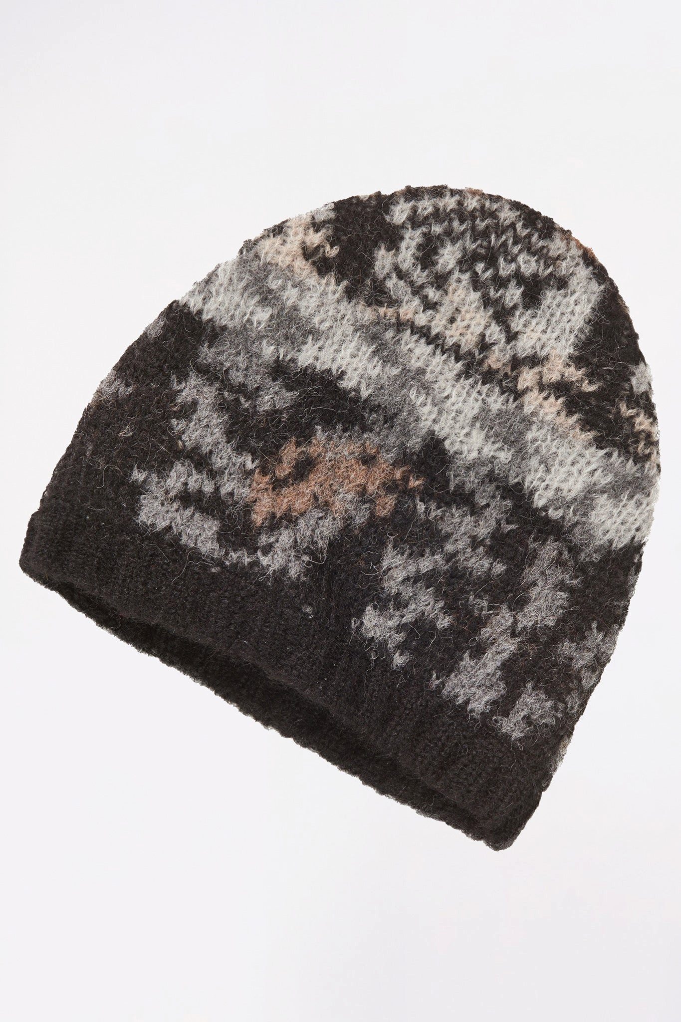Strickmütze Alpaka Mütze Damen mit abstraktem Strickmuster aus Alpaka-Mischung