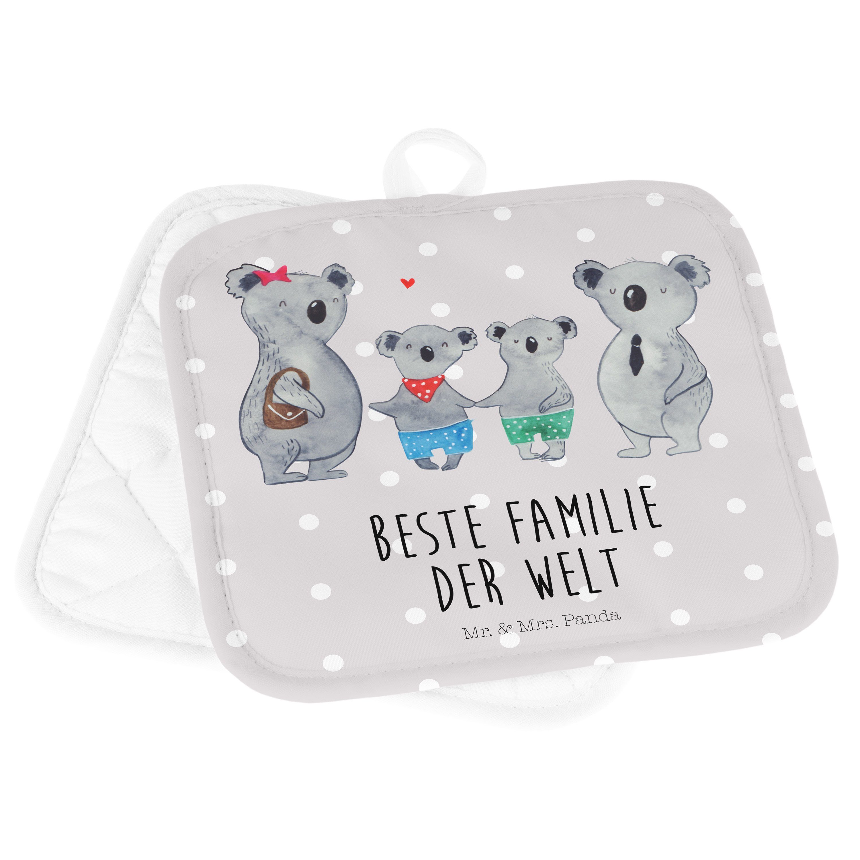 (1-tlg) Familie, beste zwei Topflapp, Geschenk, & Pastell - Mrs. Mr. - Grau Panda Familie Topflappen Koala
