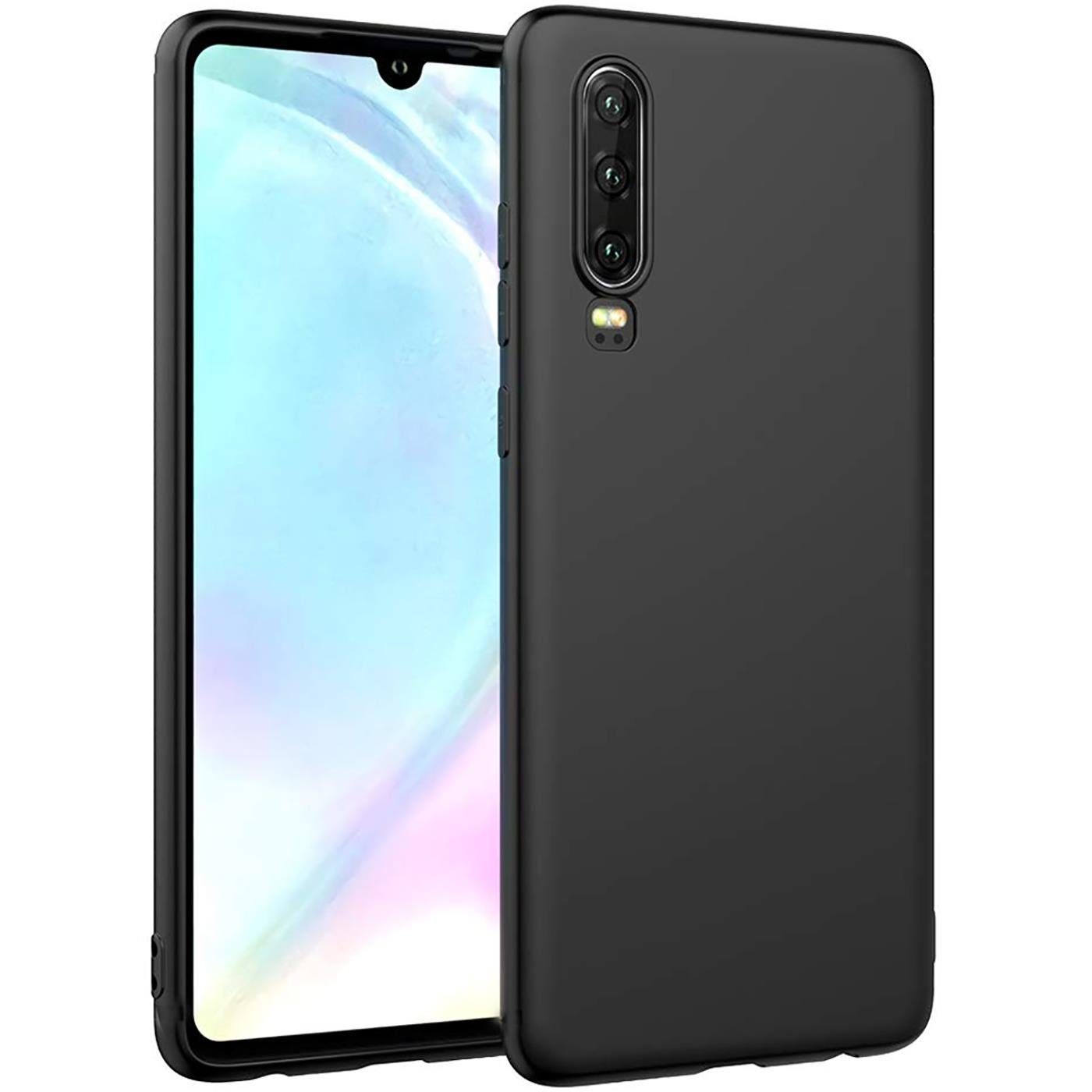 CoolGadget Handyhülle Black Series Handy Hülle für Huawei P30 6,1 Zoll, Edle Silikon Schlicht Robust Schutzhülle für Huawei P30 Hülle