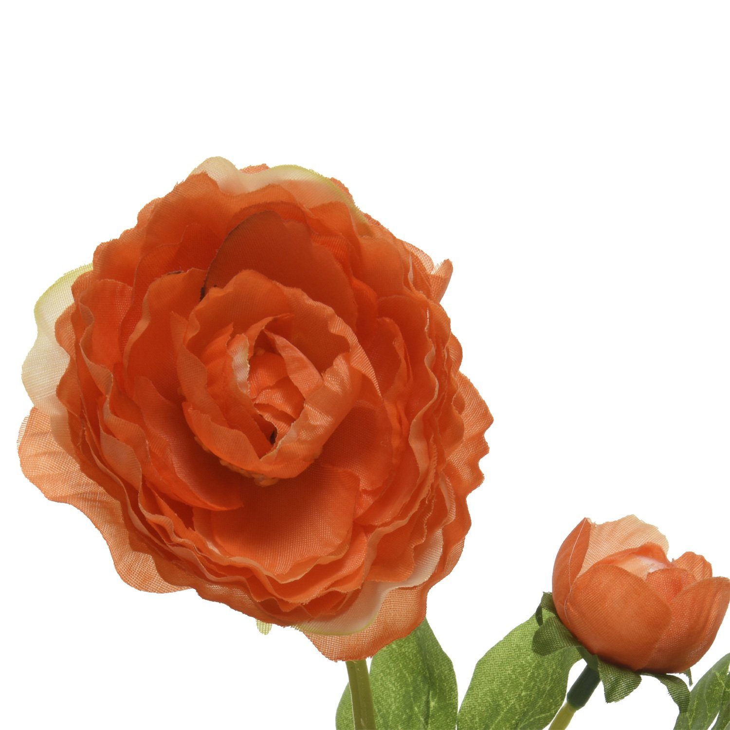 Kunstblume Ranunkel mit Blüte Knospe Stiel Dekoblume cm orange, H: 57cm MARELIDA, Kunstblume 57 Höhe am