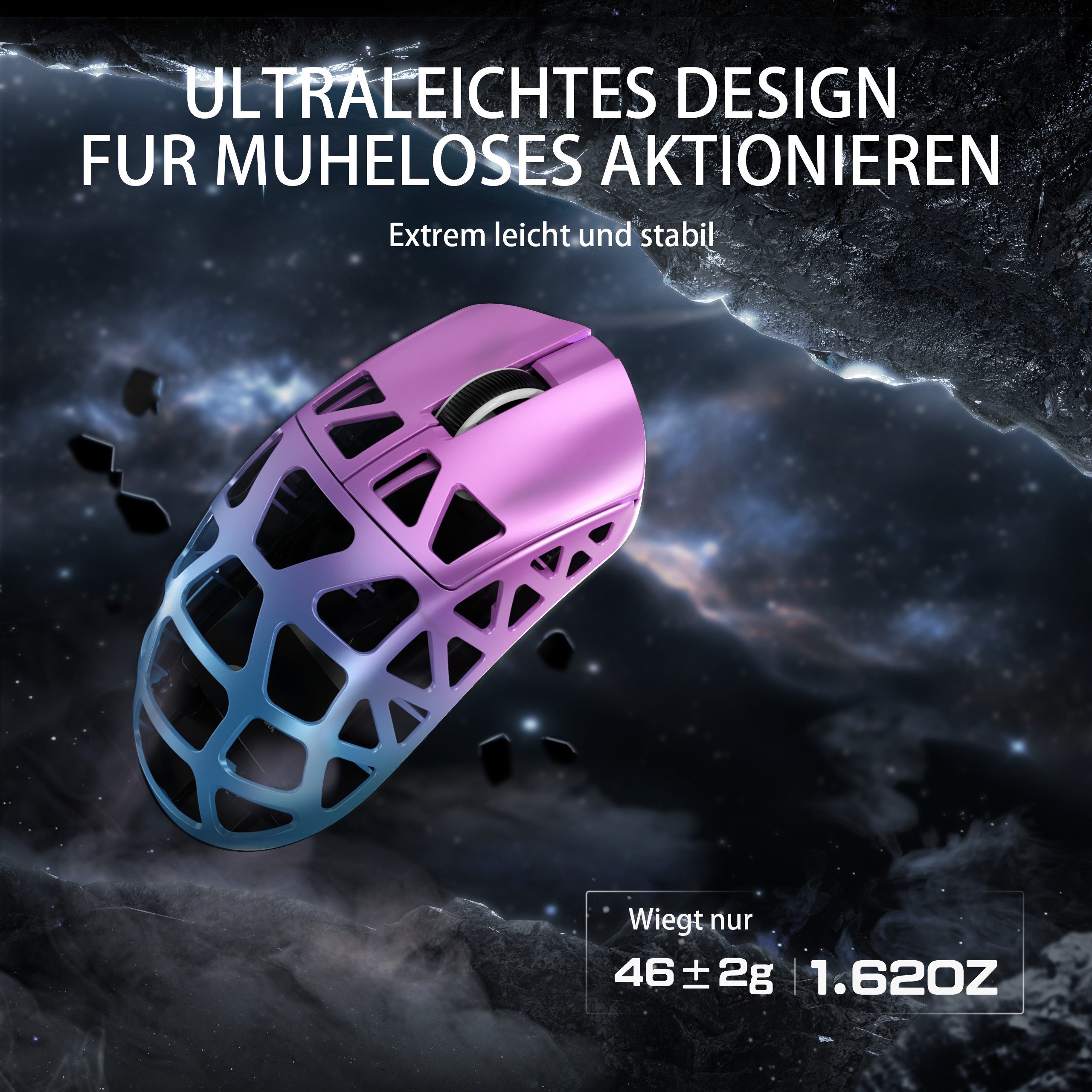ATTACK SHARK R3 Kabellose Gaming-Maus aus Magnesiumlegierung, 8kHz, 48g Gaming-Maus (2.4G, Bluetooth, USB-C, 26000 dpi, PAW3395-Sensor,46g,8000hz,Magnesiumlegierung)