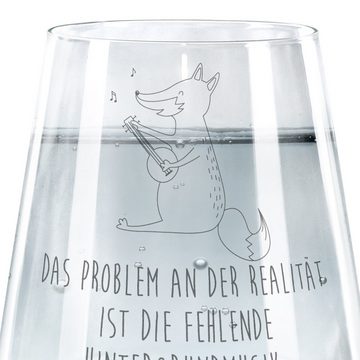Mr. & Mrs. Panda Glas Fuchs Gitarre - Transparent - Geschenk, Wasserglas, Musik Spruch, Tri, Premium Glas, Liebevolle Gestaltung