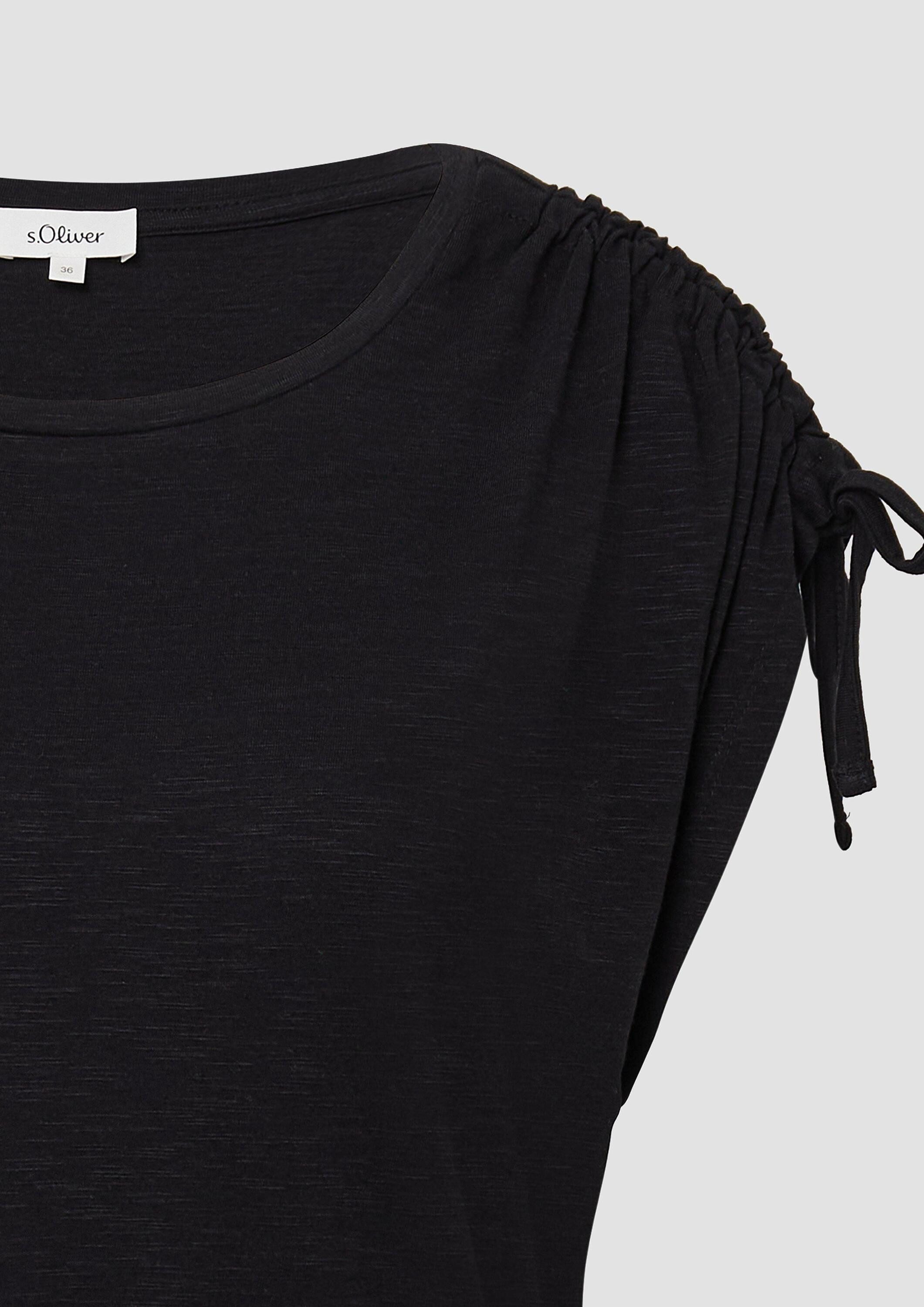 s.Oliver Kurzarmshirt T-Shirt T-Shirt mit Flammgarnstruktur und Raffung