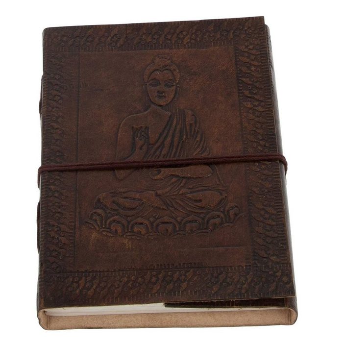 KUNST UND MAGIE Tagebuch Leder Tagebuch handgefertigt - geprägtes Notizbuch Buddha 18x13cm