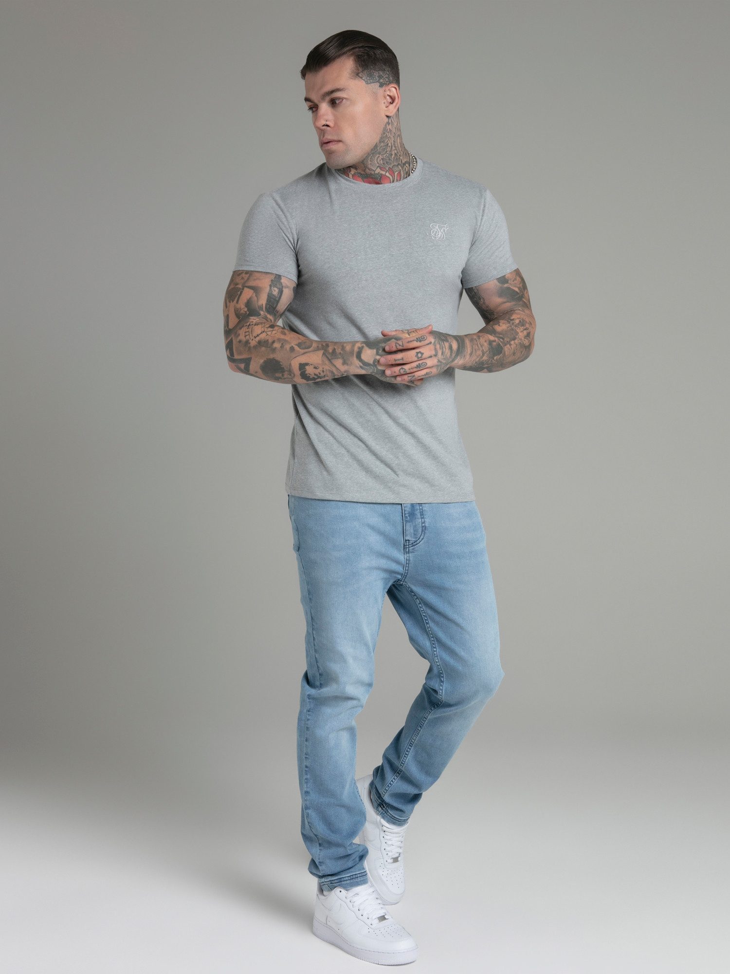 Siksilk T-Shirt SikSilk Herren Grau Marl T-Shirt