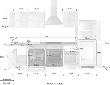 HELD MÖBEL Küchenzeile Athen, mit E-Geräten, Breite 310 cm