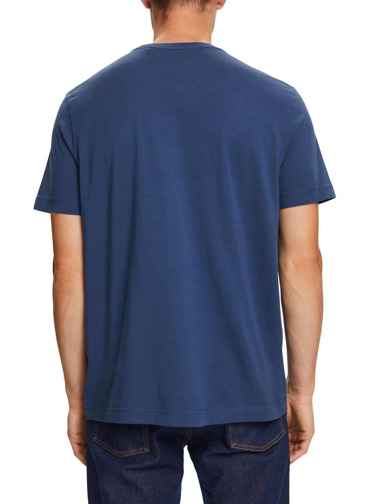 T-Shirt GREY mit aus Grafikprint Esprit T-Shirt (1-tlg) BLUE Baumwolljersey