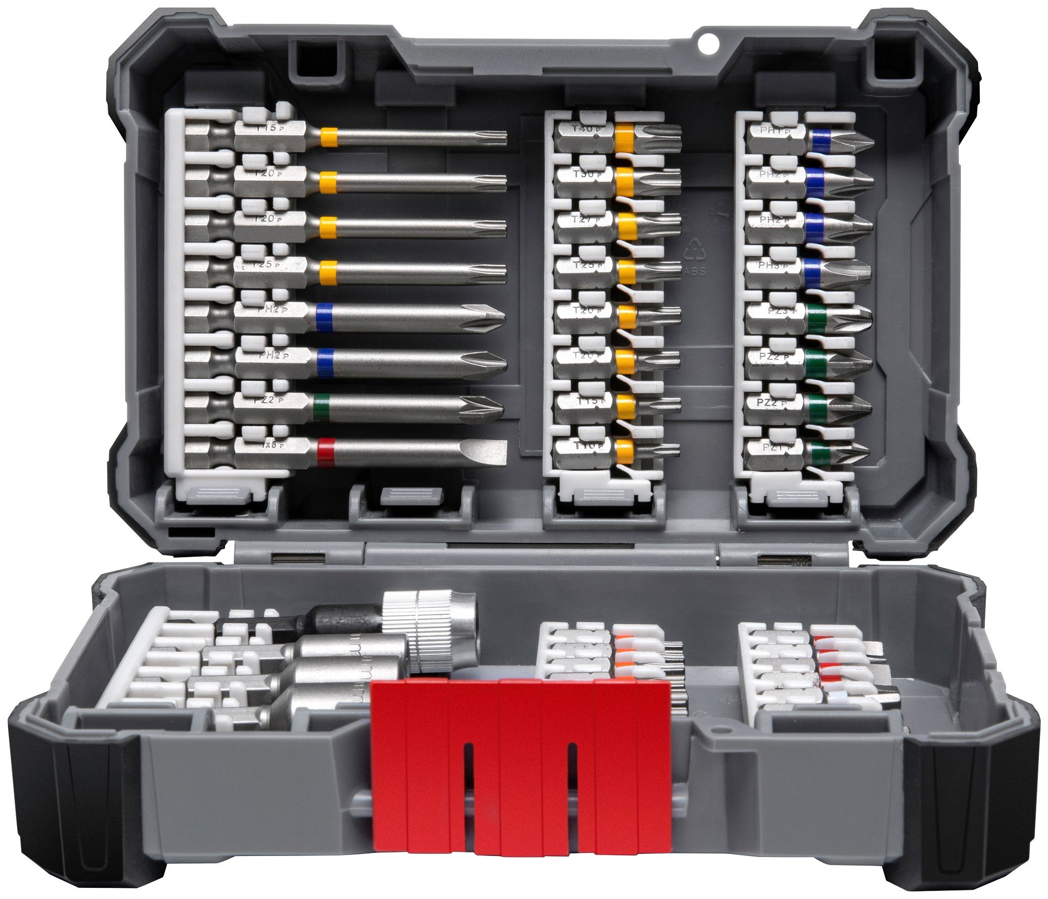 Bosch Professional Bit-Set mit 45-teilig, Pick&Click, Schrauber-Griff