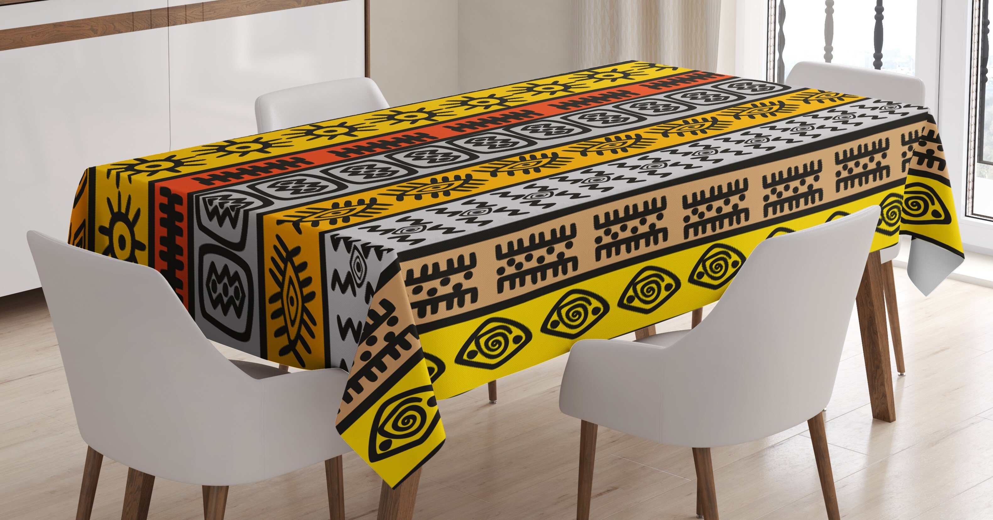 Abakuhaus Tischdecke Farbfest Waschbar Für den Außen Bereich geeignet Klare Farben, Stammes Motive