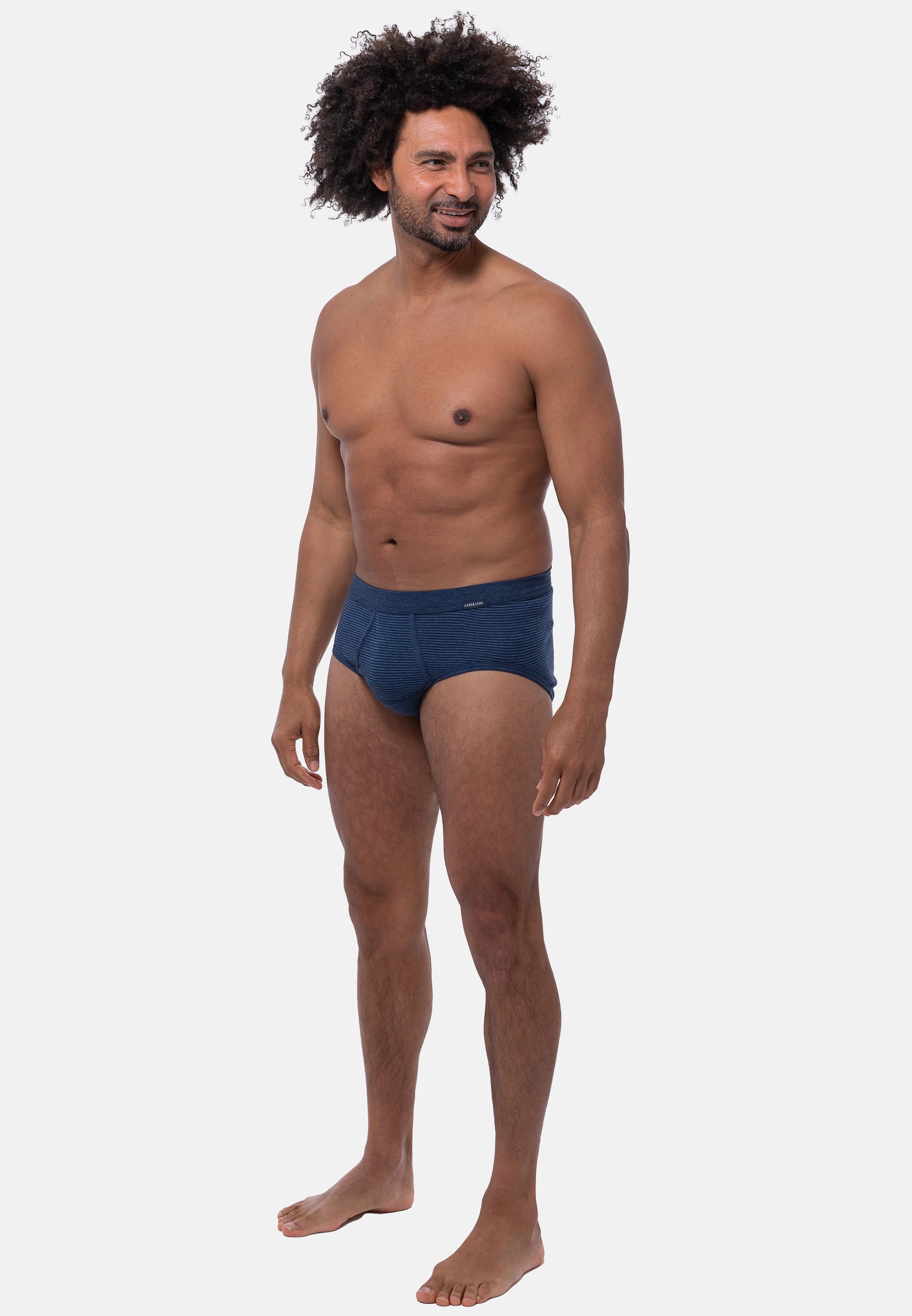 Ammann Slip 3er Pack Jeans Feinripp (Spar-Set, 3-St) Slip / Unterhose - Baumwolle - mit Eingriff