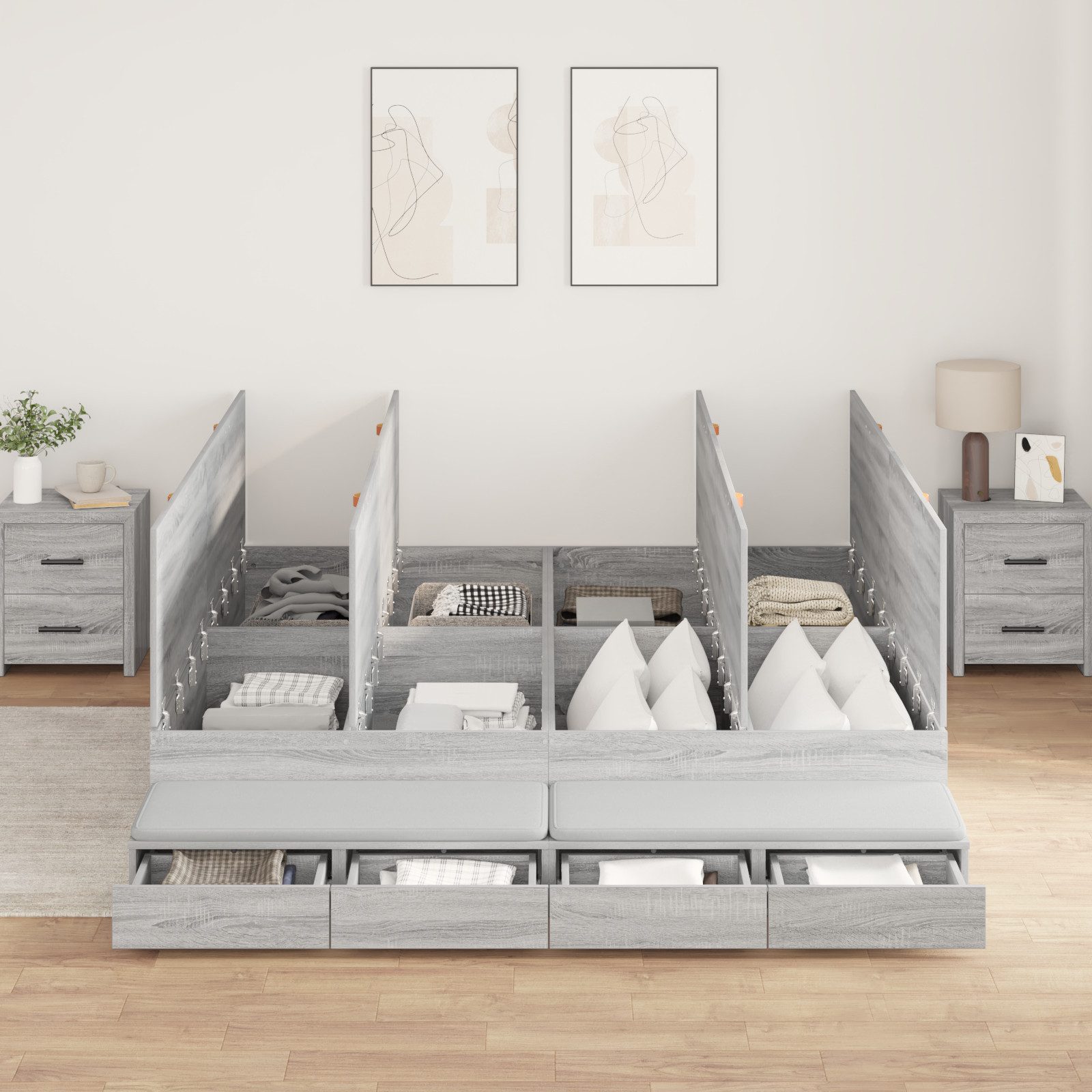 vidaXL Bett Storage Bed Frame Grau günstig online kaufen