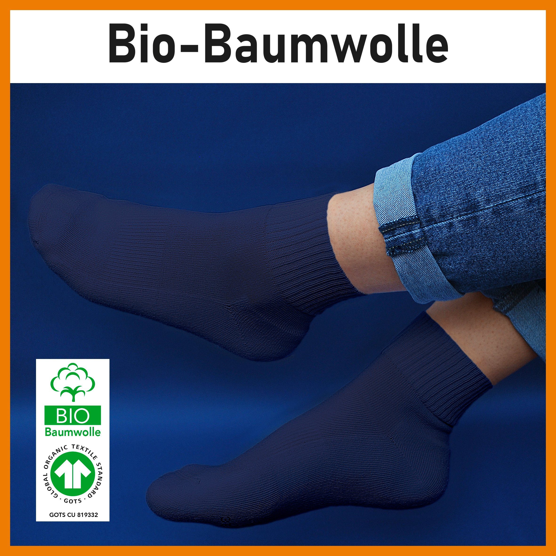 mit extra kein NAHLE Wandersocken Schwitzen atmungsaktiv Blau Multifunktionssocken - (12-Paar, Paar) Herren und für 12 Polsterung, Arbeitssocken Damen starker Funktionssocken