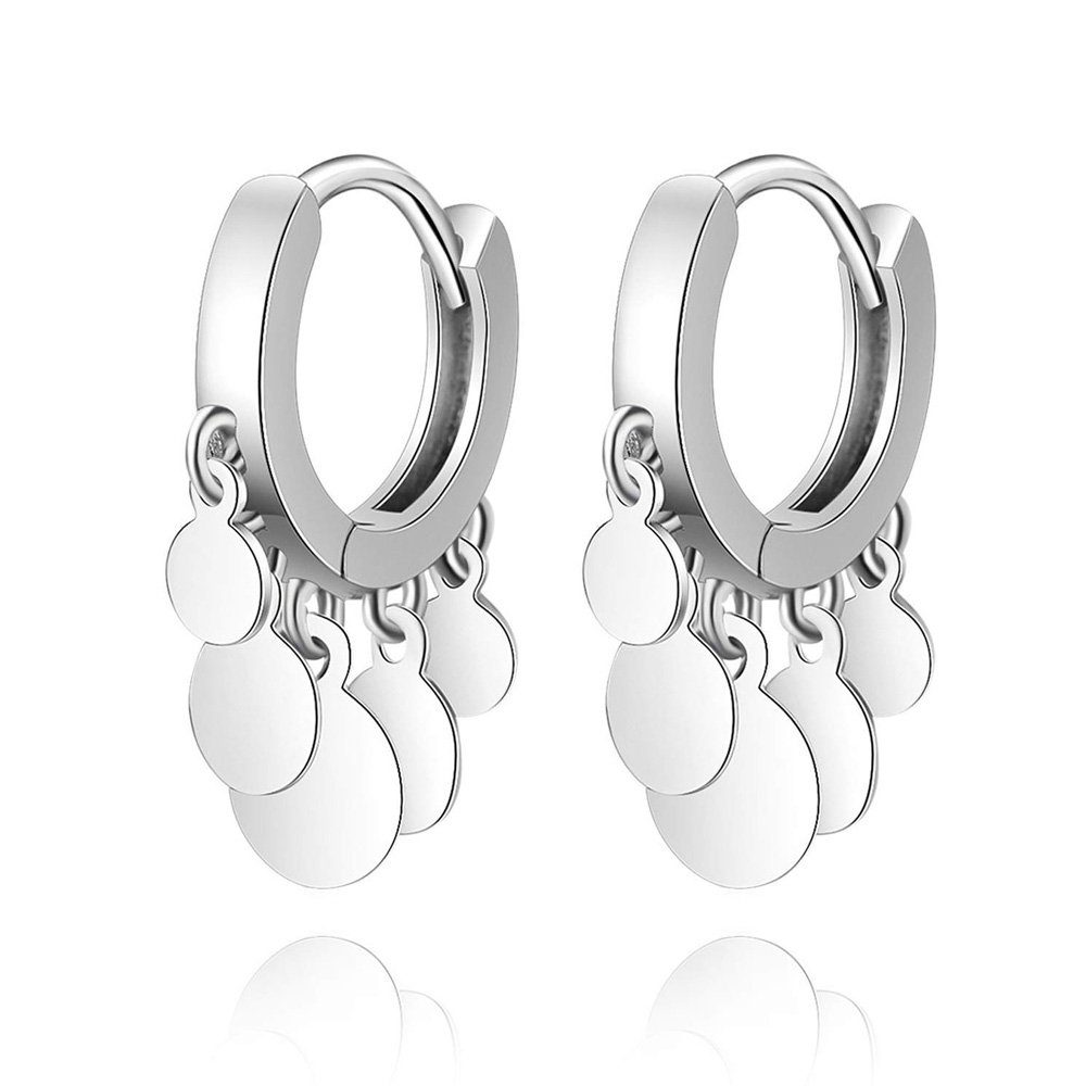 aikidio Paar Ohrhänger Damen-Ohrringe mit Scheiben Quasten,Silber (1-tlg) (1-tlg)