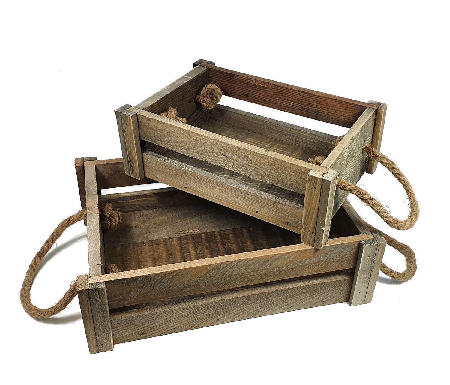 Intertoys Aufbewahrungsbox Deko-Holzkisten 2er-Set Dekokiste Holzbox Obstkiste Weinkiste Aufbewah