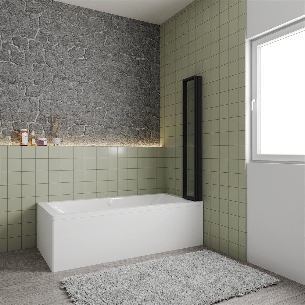 Duschparadies Badewannenfaltwand 4mm ESG Klarglas Schwarz Glaswand Duschwan günstig online kaufen