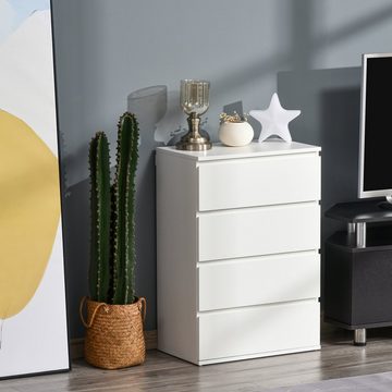 HOMCOM Kommode Schubladenschrank Sideboard mit 4 Schubladen (Beistellschrank, 1 St., Büroschrank), für Wohnzimmer, Schlafzimmer, Weiß, 55 x 33 x 80 cm