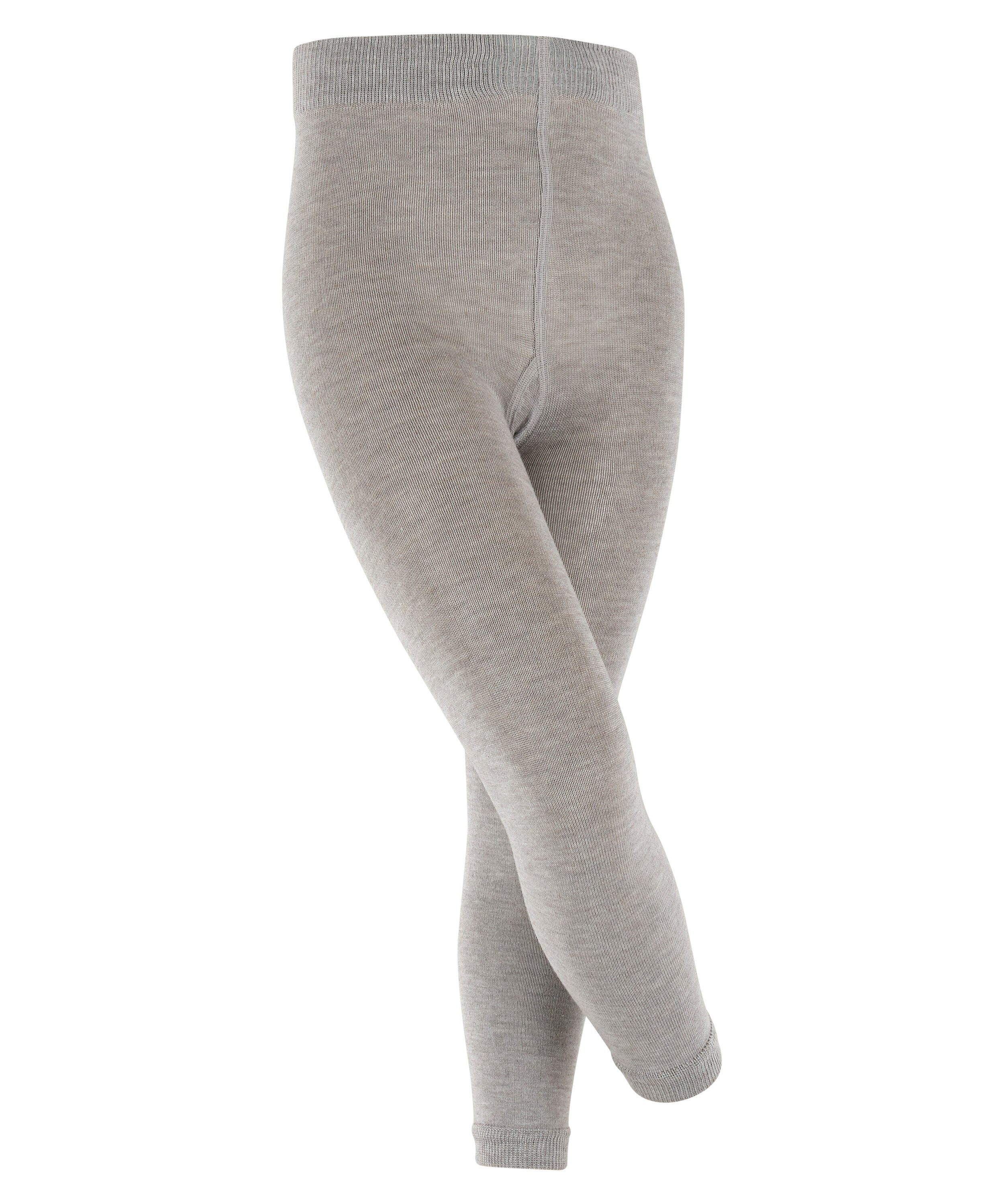 (1 Warm Strickstrumpfleggings Merinowolle Active mel FALKE (3530) St) wärmender m.grey aus