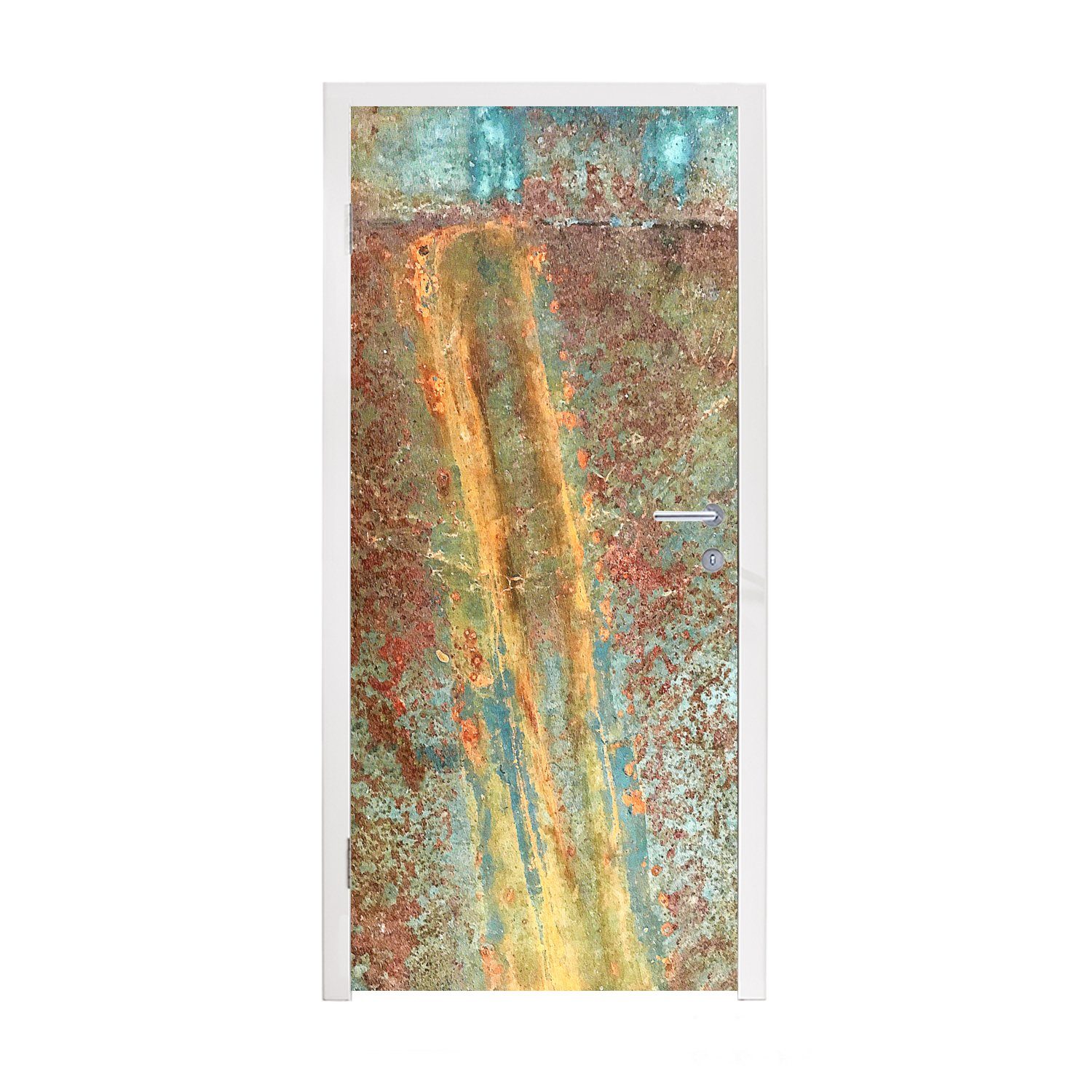 75x205 Tür, - Matt, Gold St), Rost Türaufkleber, MuchoWow bedruckt, cm (1 Türtapete - Fototapete Metalle, für