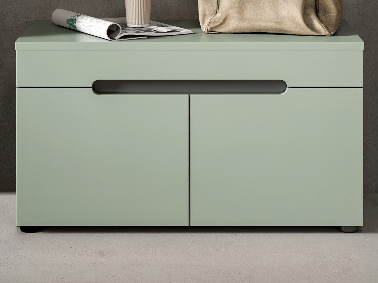 Inn.Furn Schuhbank Cooper (Garderobenbank in Salbei Grün und Basalt Grau, 8 günstig online kaufen