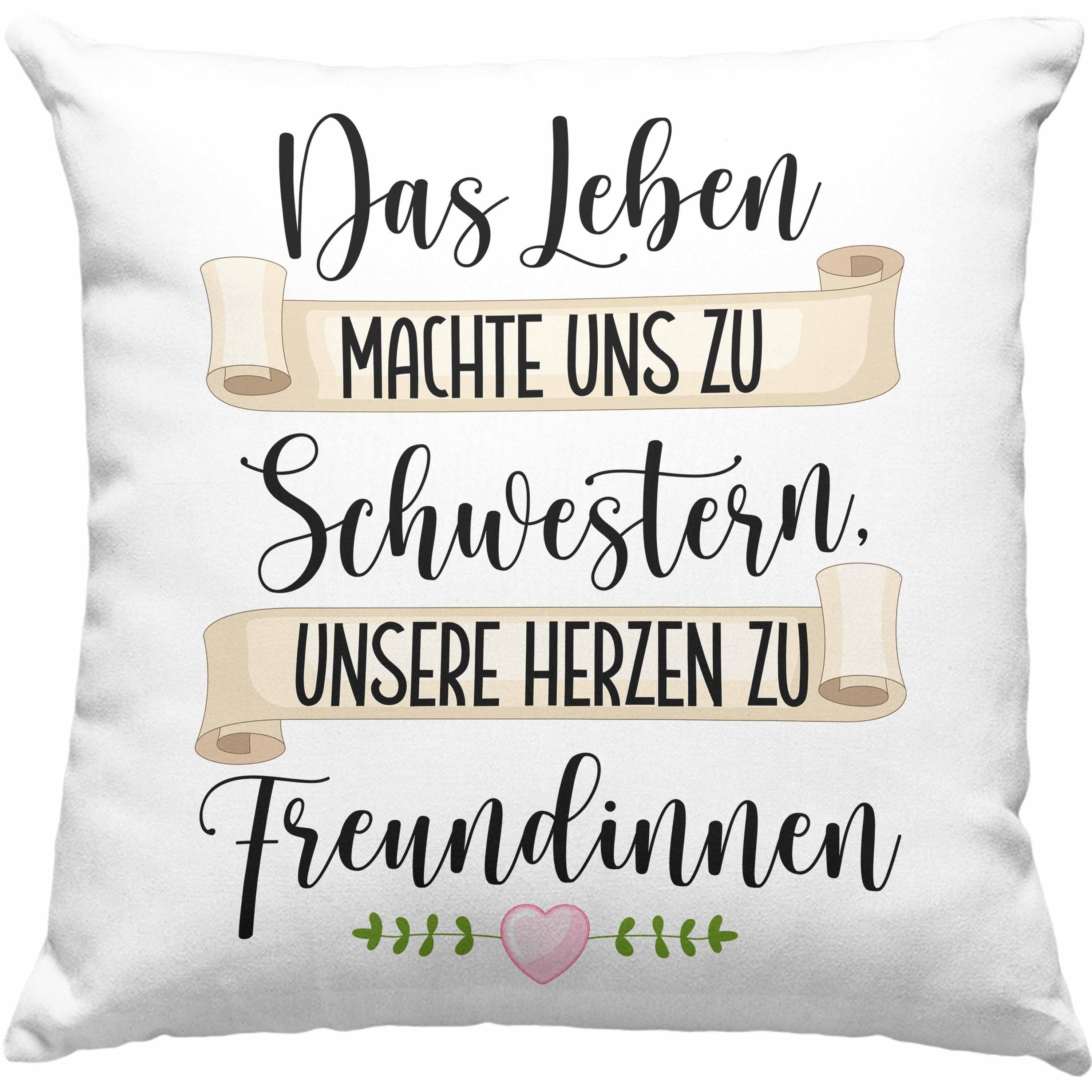 Trendation Dekokissen Trendation - Das Leben Machte Uns Zu Schwester an Schwester Lieblingsschwester von Bruder Geschenkidee Spruch Dekokissen mit Füllung 40x40 Blau