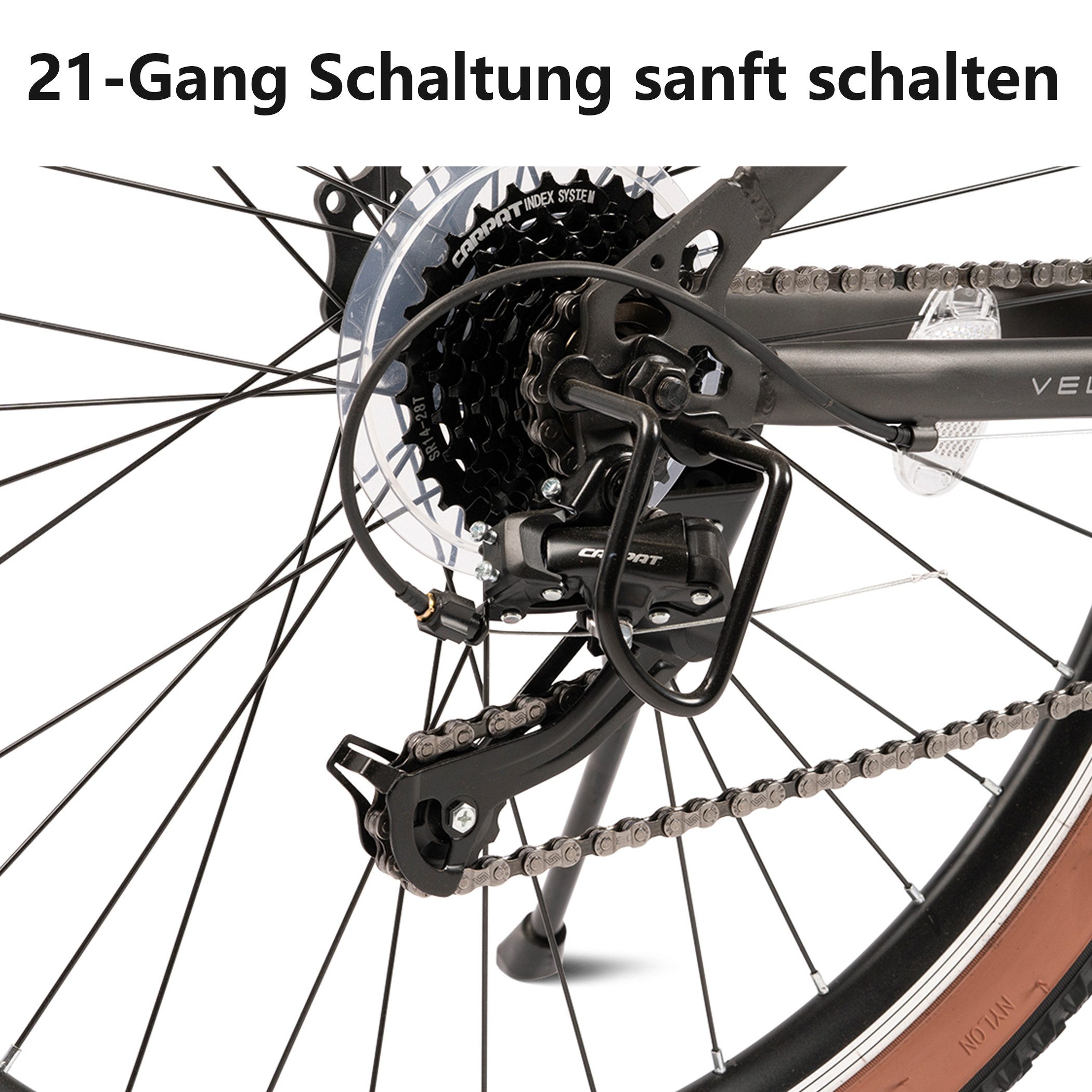 CARPAT SPORT Mountainbike 26 27.5 29 Zoll Fahrrad für Herren Damen, Mädchen und Jungen, 21 Gang, Hochwertiger Rahmen, Jugendfahrrad MTB Hardtail Fahrrad Bike