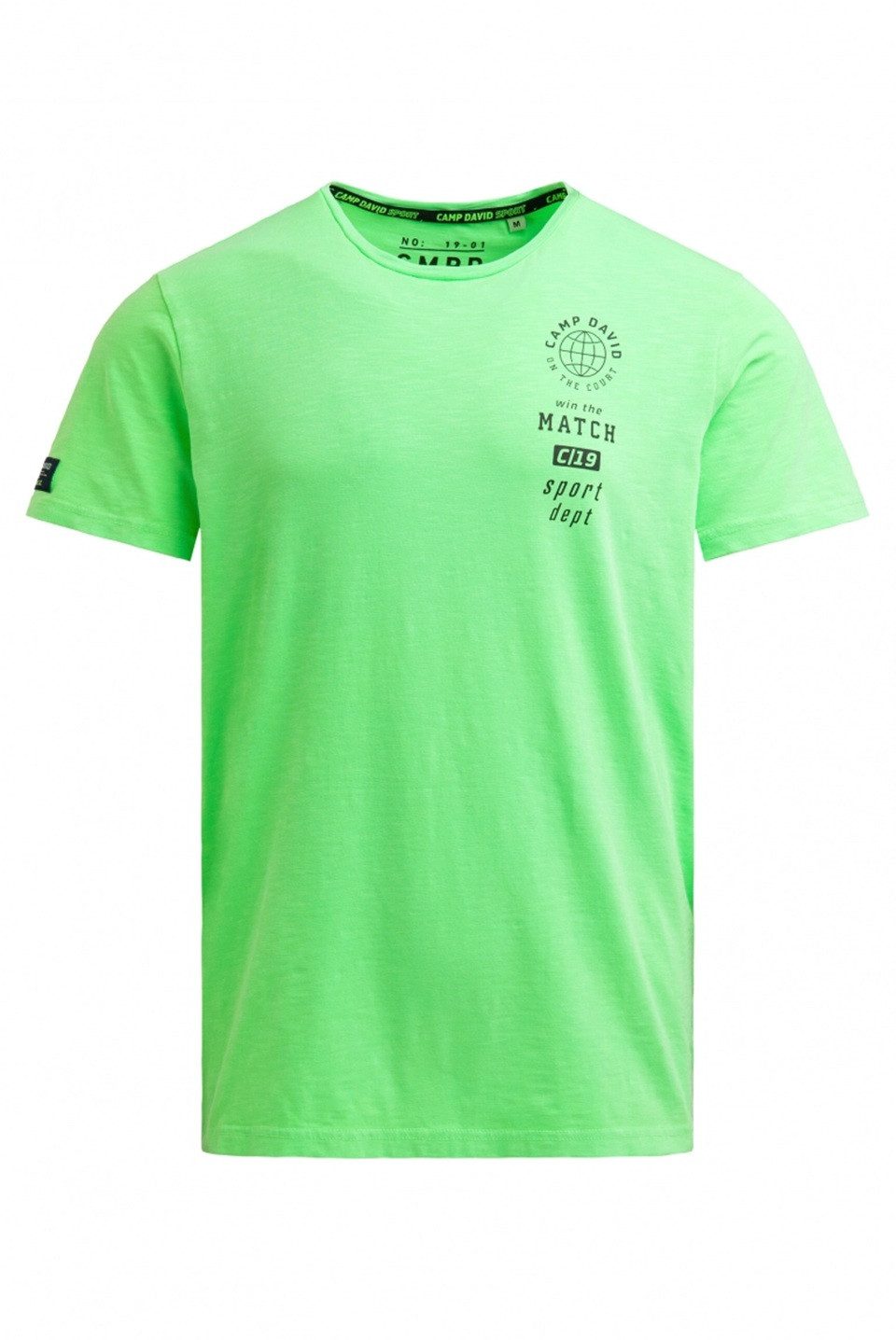 CAMP DAVID T-Shirt Rundhals mit kleinen Folienprints tech green