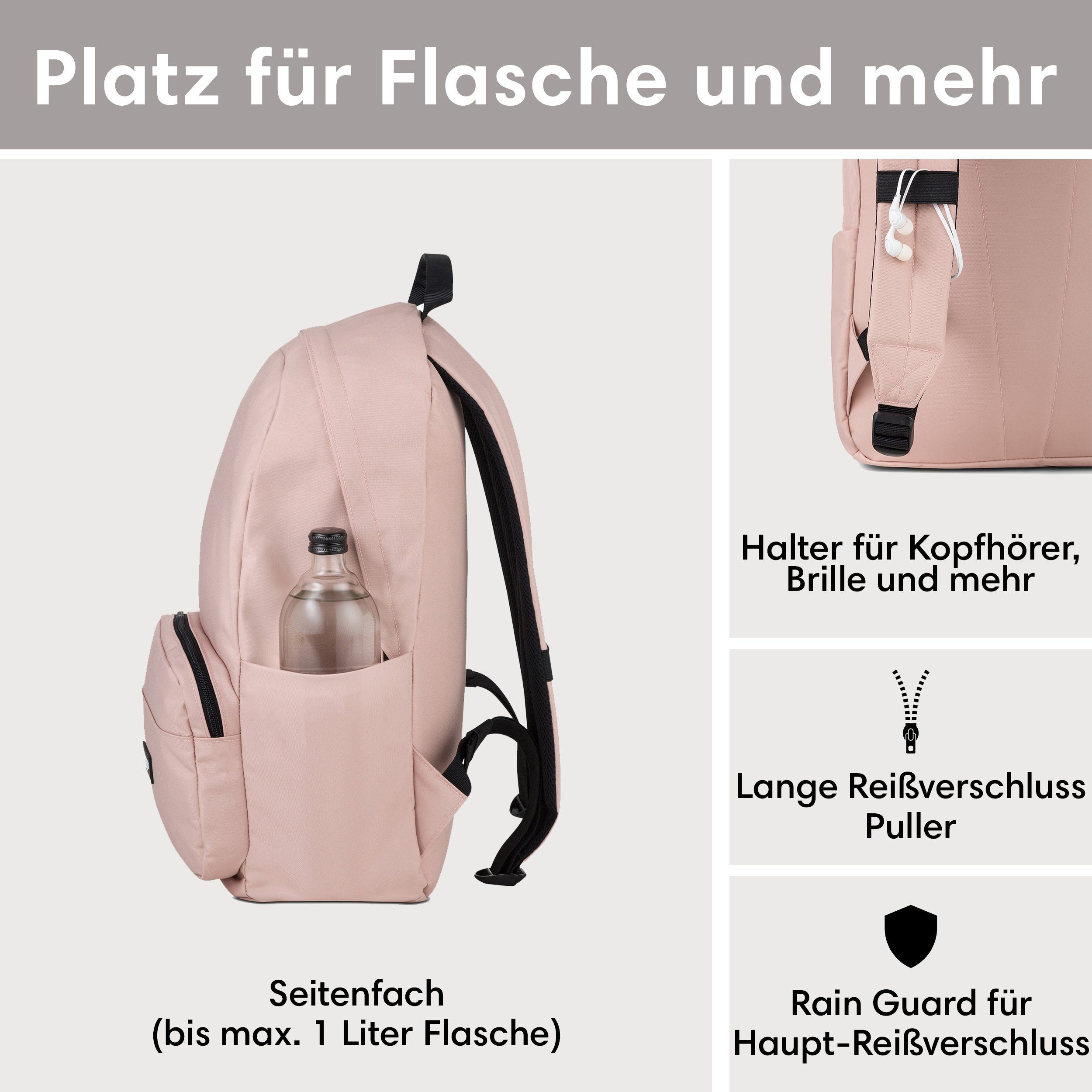 LARKSON Schulrucksack No 3 Rucksack Schule Mädchen Jungen Teenager (1-tlg), Seitentasche, Laptopfach, Wasserabweisend – Bild 4 von 5