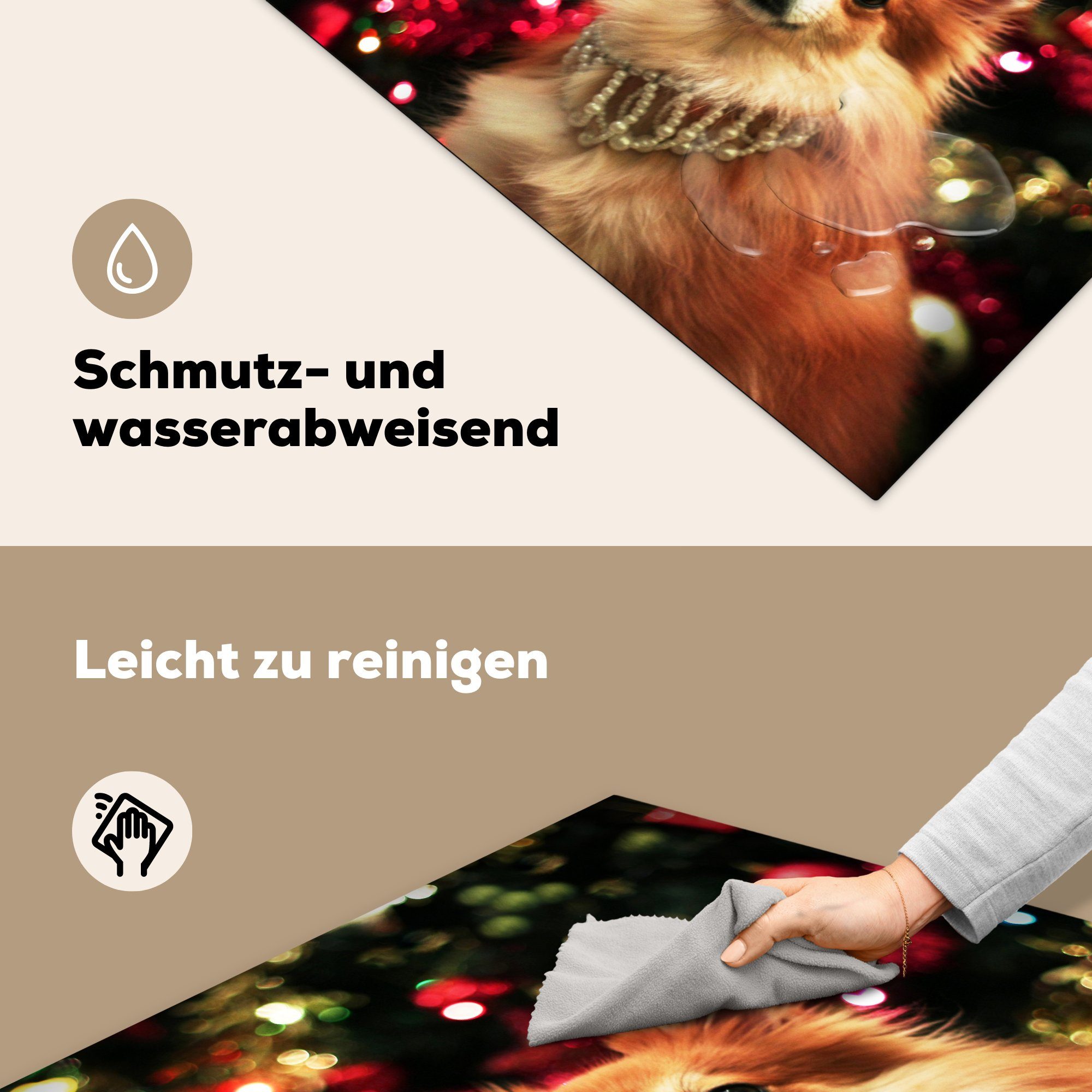 MuchoWow Herdblende-/Abdeckplatte Hund zu Weihnachten, tlg), küche Arbeitsplatte Vinyl, 78x78 Ceranfeldabdeckung, (1 für cm
