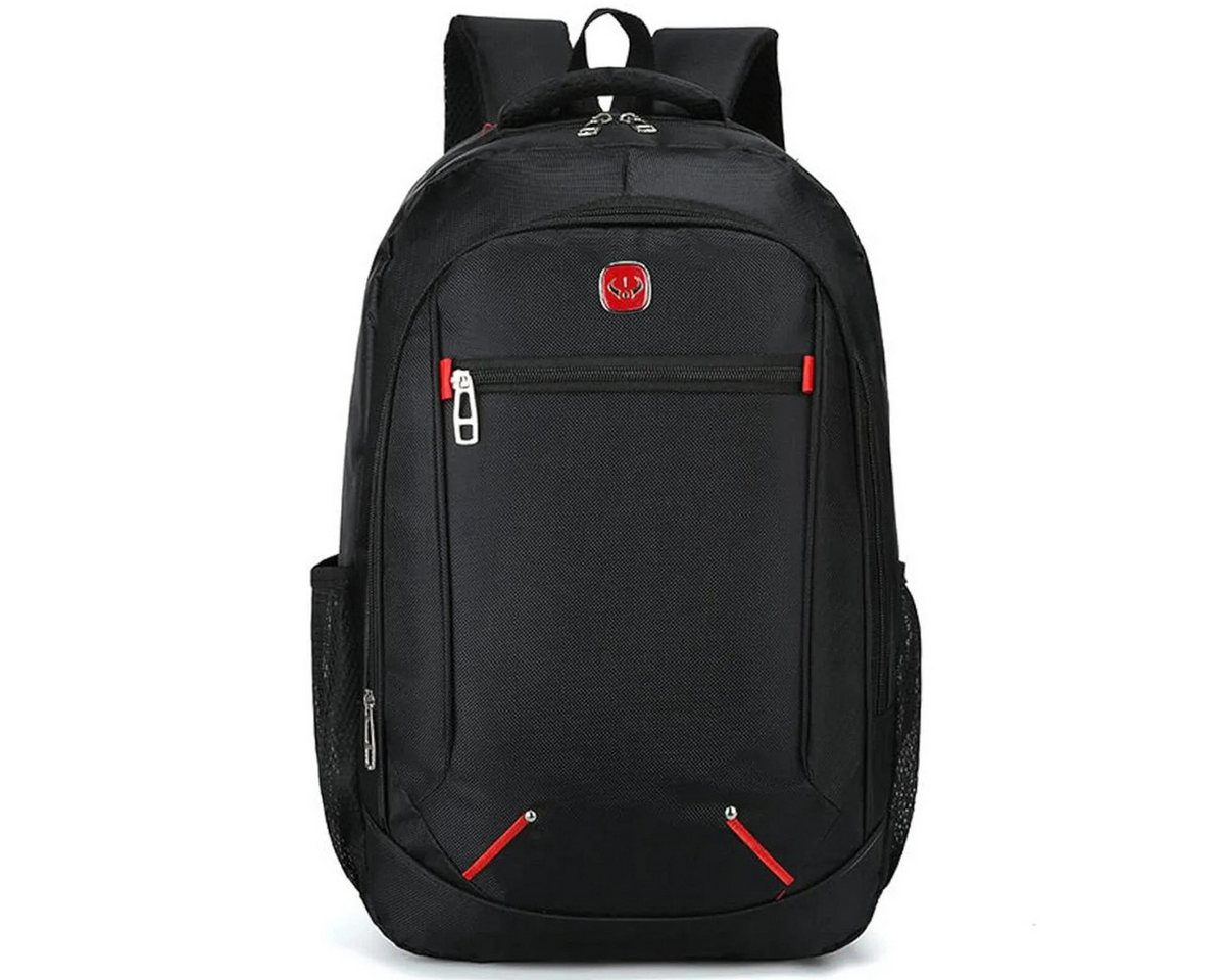 R2 Invest Rucksack Schwarzer Rucksack mit Netztaschen und mehreren Fächern