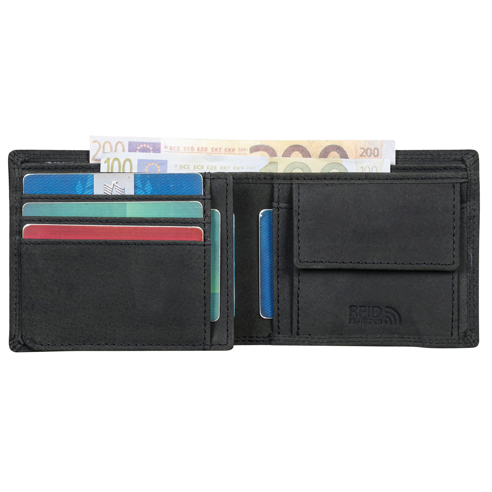 Benthill Geldbörse Herren Echt Leder Geldbeutel mit RFID-Schutz Slim Portemonnaie Vintage, RFID-Schutz Kartenfächer Münzfach